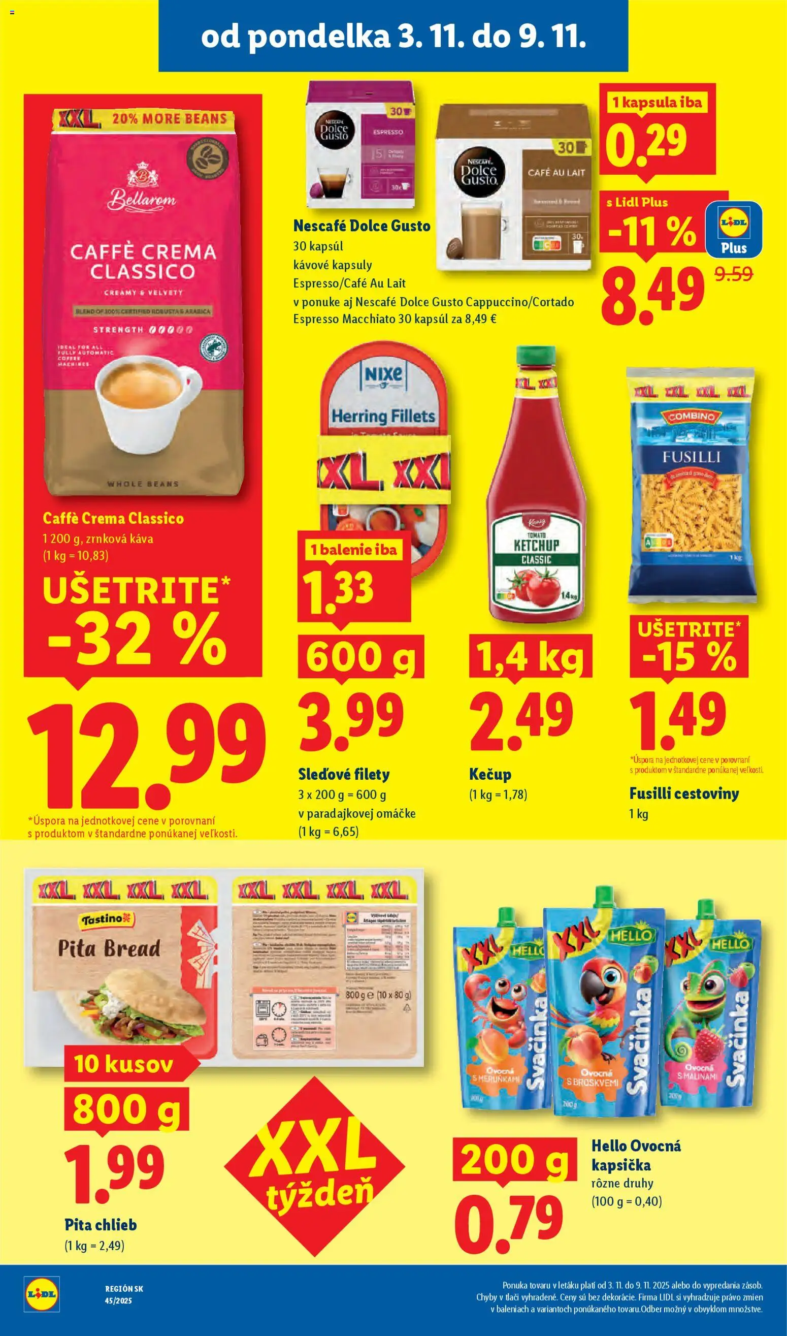 Nové Lidl akcie – leták je platný od 06.11.2025 | Strana: 58 | Produkty: Dolce Gusto, Fusilli, Káva, Zrnková káva