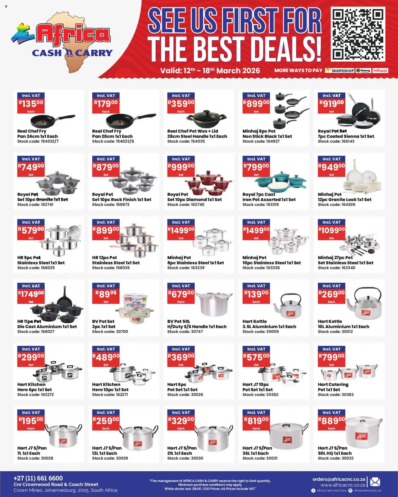 New Africa Cash & Carry catalogue – valid from 12.03.2026 | Page: 26 | Products: PC, Kettle, Iron, Stock