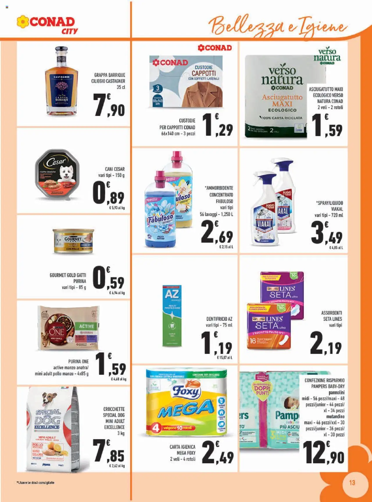 Volantino Conad del 13.08.2025 | Pagina: 13 | Prodotti: Pannolini, Manzo, Mutandine, Pampers