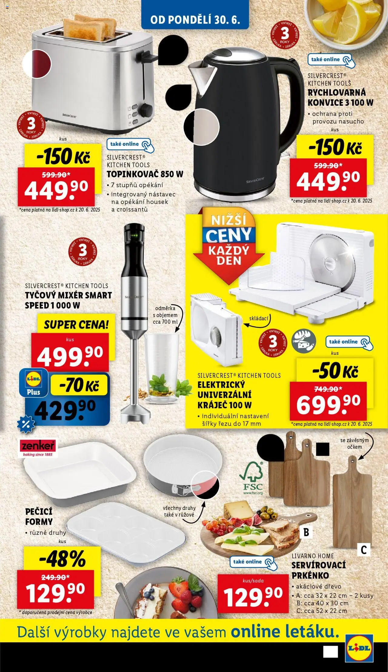Lidl leták - Spotřební zboží od 30.06.2025 | Strana: 3 | Produkty: Tyčový mixér, Odměrka, Rychlovarná konvice, Prkénko