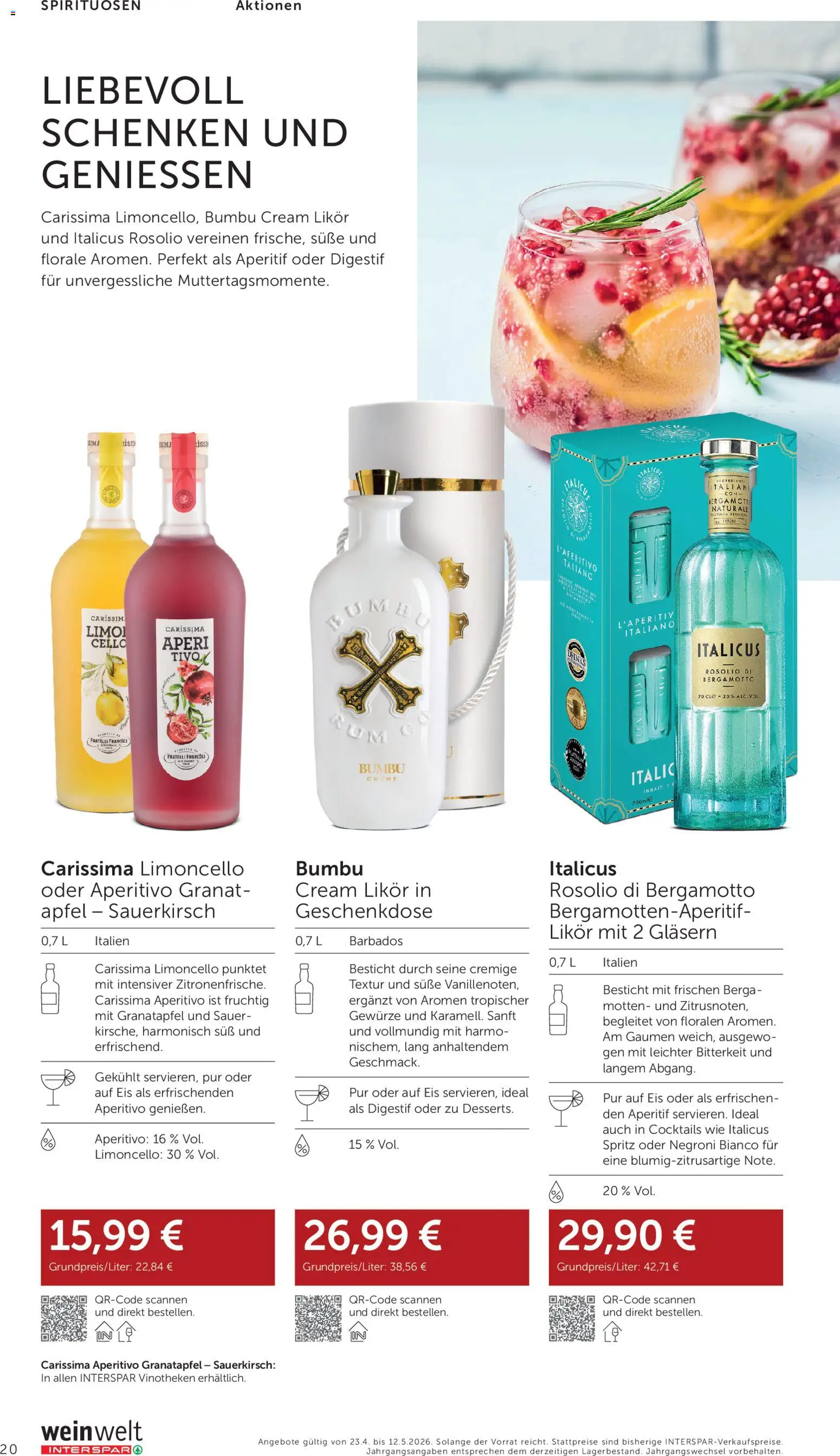 Interspar Wein Welt gültig ab 23.04.2026 | Seite: 20 | Produkte: Eis, Gewürze, Creme, Äpfel