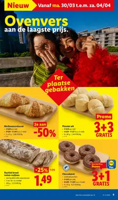 Rustiek brood noten-rozijnen, met karaktervolle natuurdesem, 5 uur rijs- en rusttijd, 450 g - Voorbeeld van een folder van Lidl, geldig van 30.03.2026 | Pagina: 9 | Producten: Brood