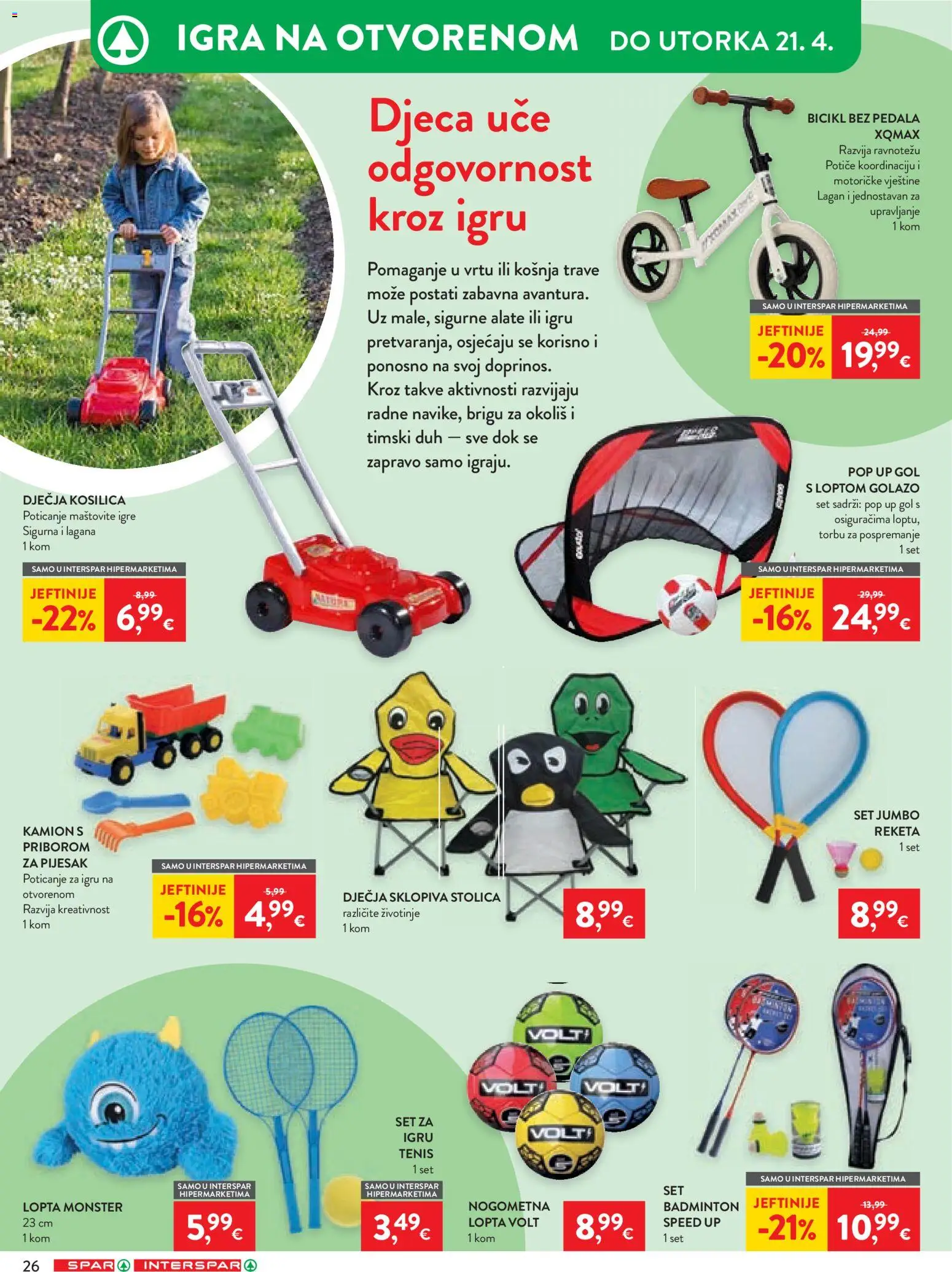 Spar katalog | vrijedi od 08.04.2026 | Stranica: 30 | Proizvodi: Stolica, Lopta, Bicikl, Igra