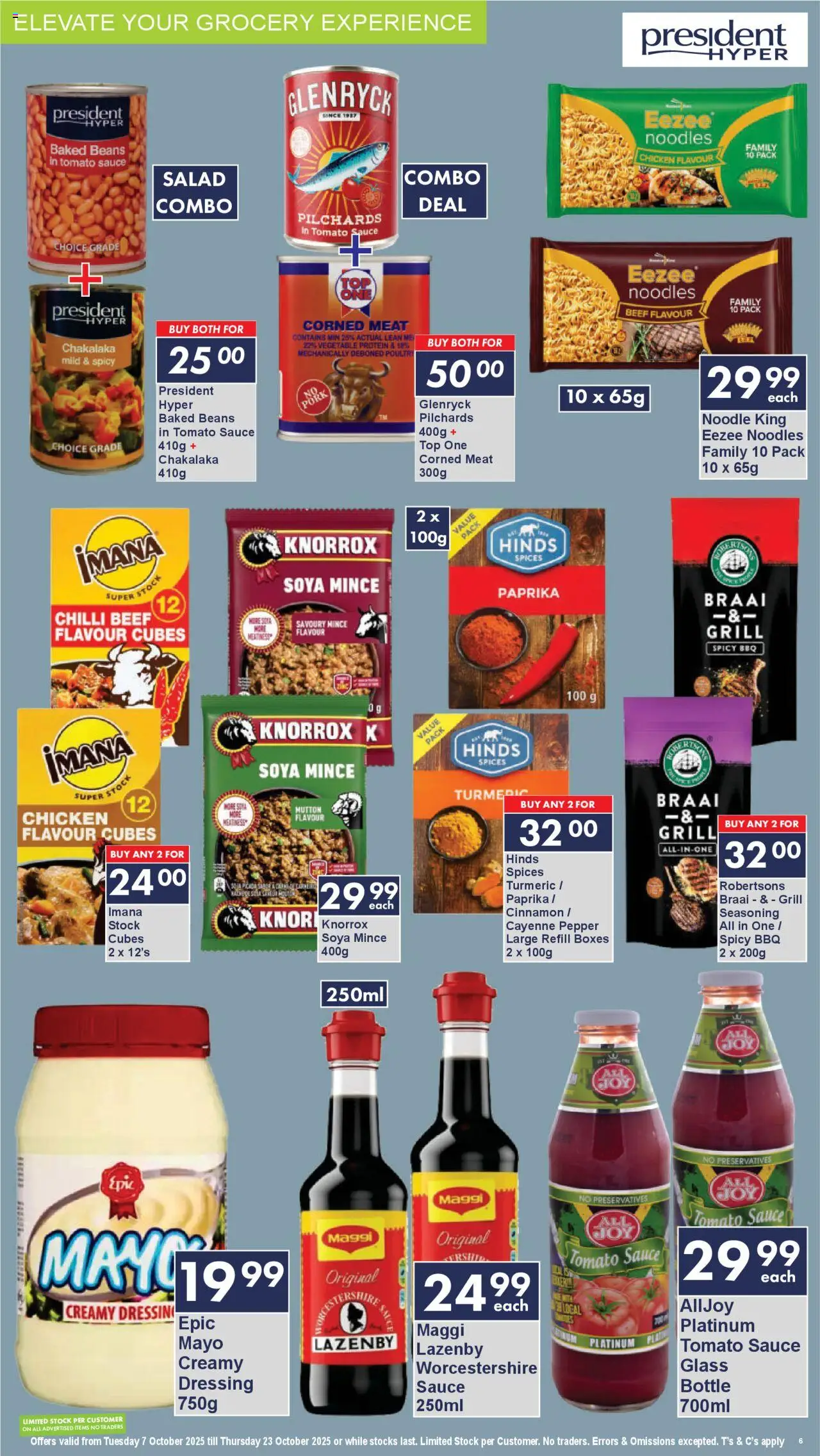 New President Hyper catalogue – valid from 07.10.2025 | Page: 6 | Products: Noodles, Soya mince, Sauce, Pepper