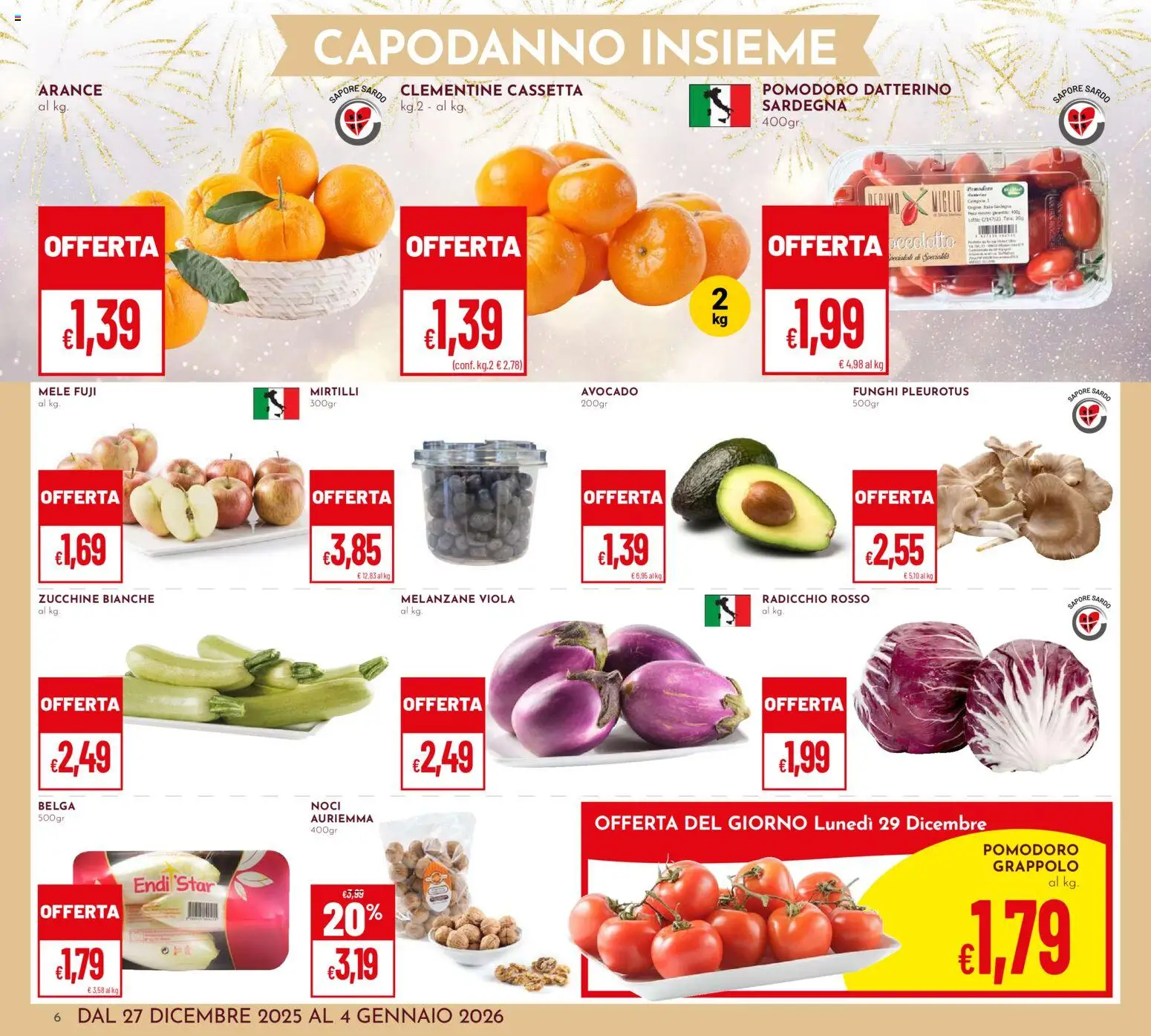 Volantino Pan del 27.12.2025 | Pagina: 6 | Prodotti: Avocado, Noci, Melanzane, Zucchine