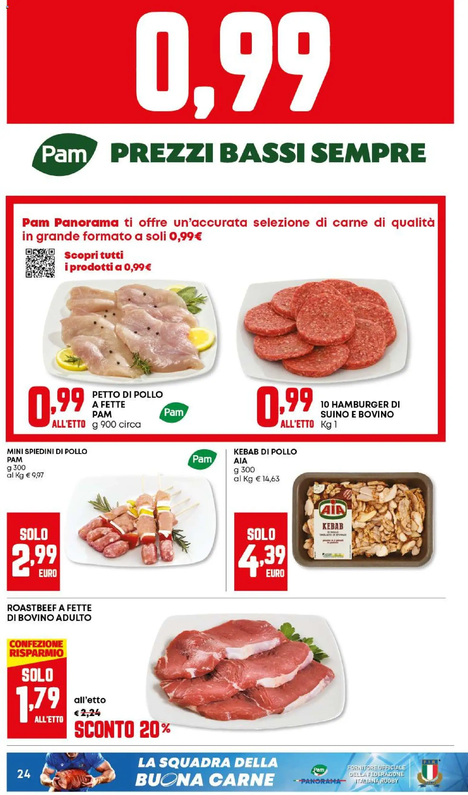 Volantino Panorama del 26.02.2026 | Pagina: 24 | Prodotti: Petto di Pollo, Pollo, Hamburger, Spiedini