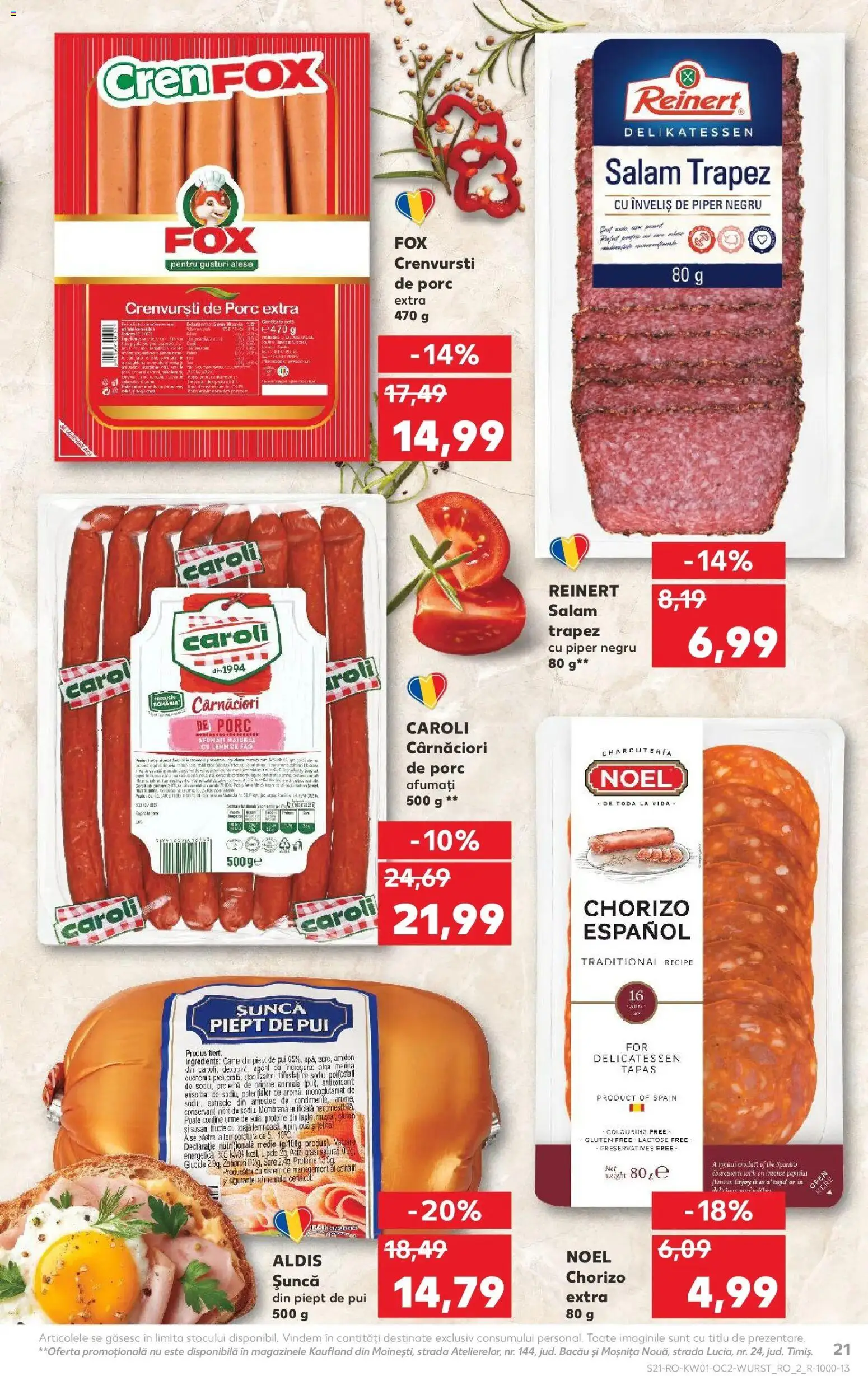 Noul catalog Kaufland – valabil de la 31.12.2025 | Pagină: 21 | Produse: Hacıyatmaz Kedi Oyuncağı, Crenvurști, Șuncă, Sare