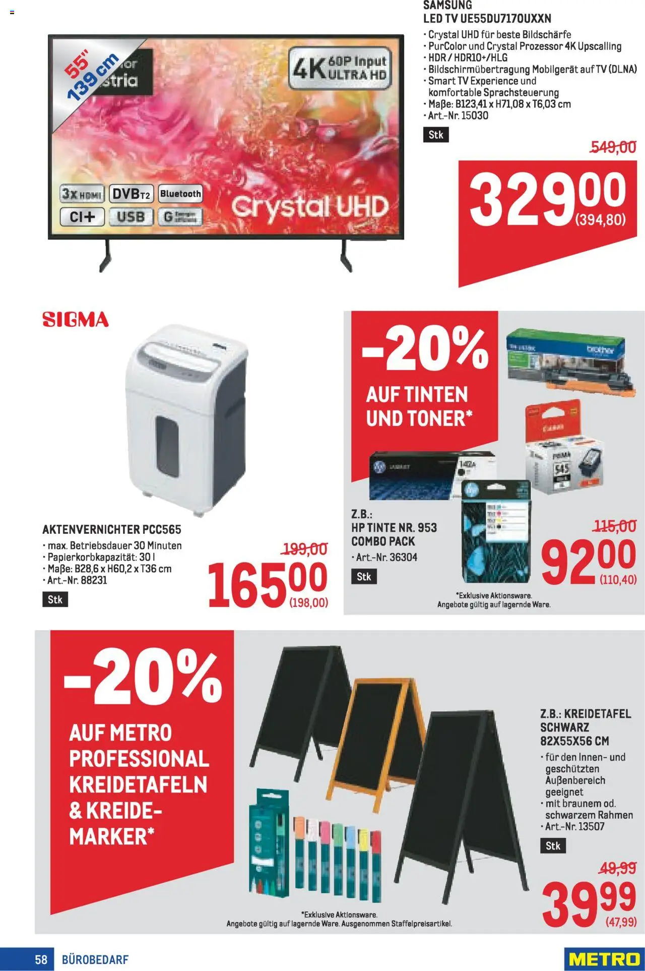 Metro Angebote Profi gültig ab 21.08.2025 | Seite: 58 | Produkte: TV, Aktenvernichter, Samsung