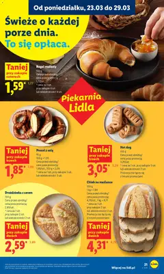 Náhled letáku Lidl Polsko leták od 23.03.2026 | Strana: 21 | Produkty: Chléb, Hot dog
