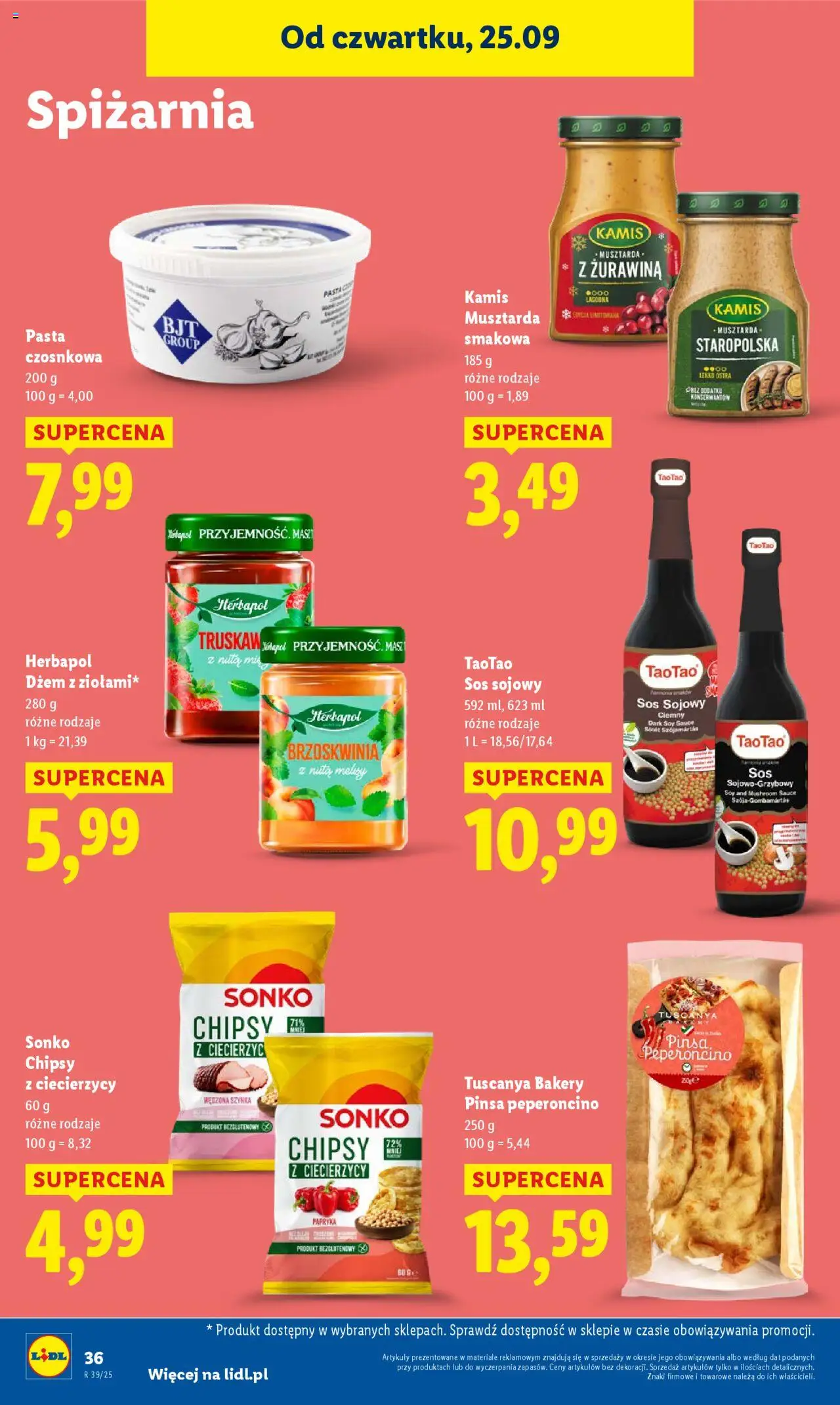 Lidl Gazetka od 25.09.2025 | Strona: 40 | Produkty: Brzoskwinia, Papryka, Musztarda, Dżem