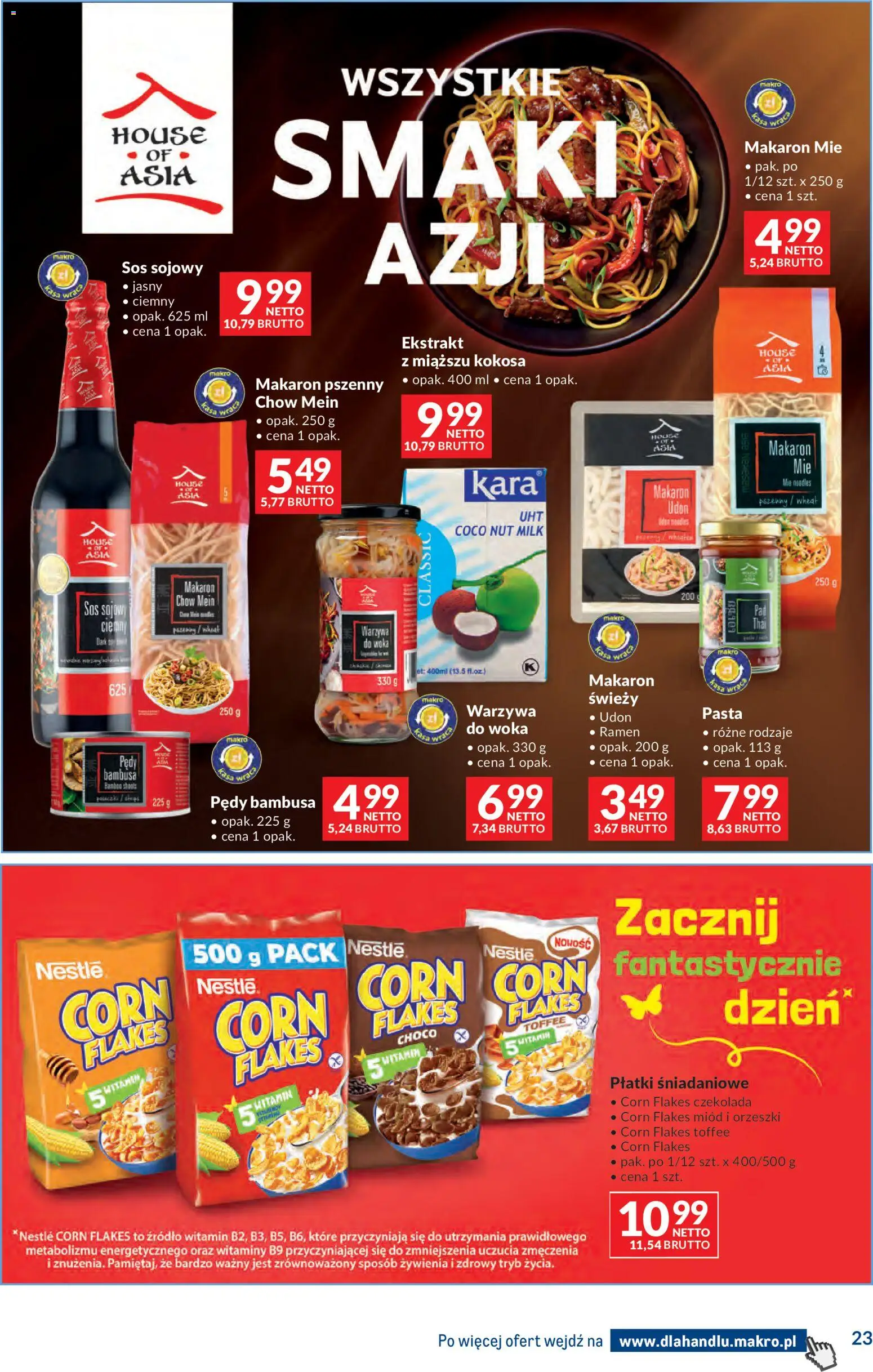 Makro Gazetka - Dystrybucja do sklepów od 07.01.2026 | Strona: 23 | Produkty: Miód, Sos sojowy, Płatki, Corn Flakes