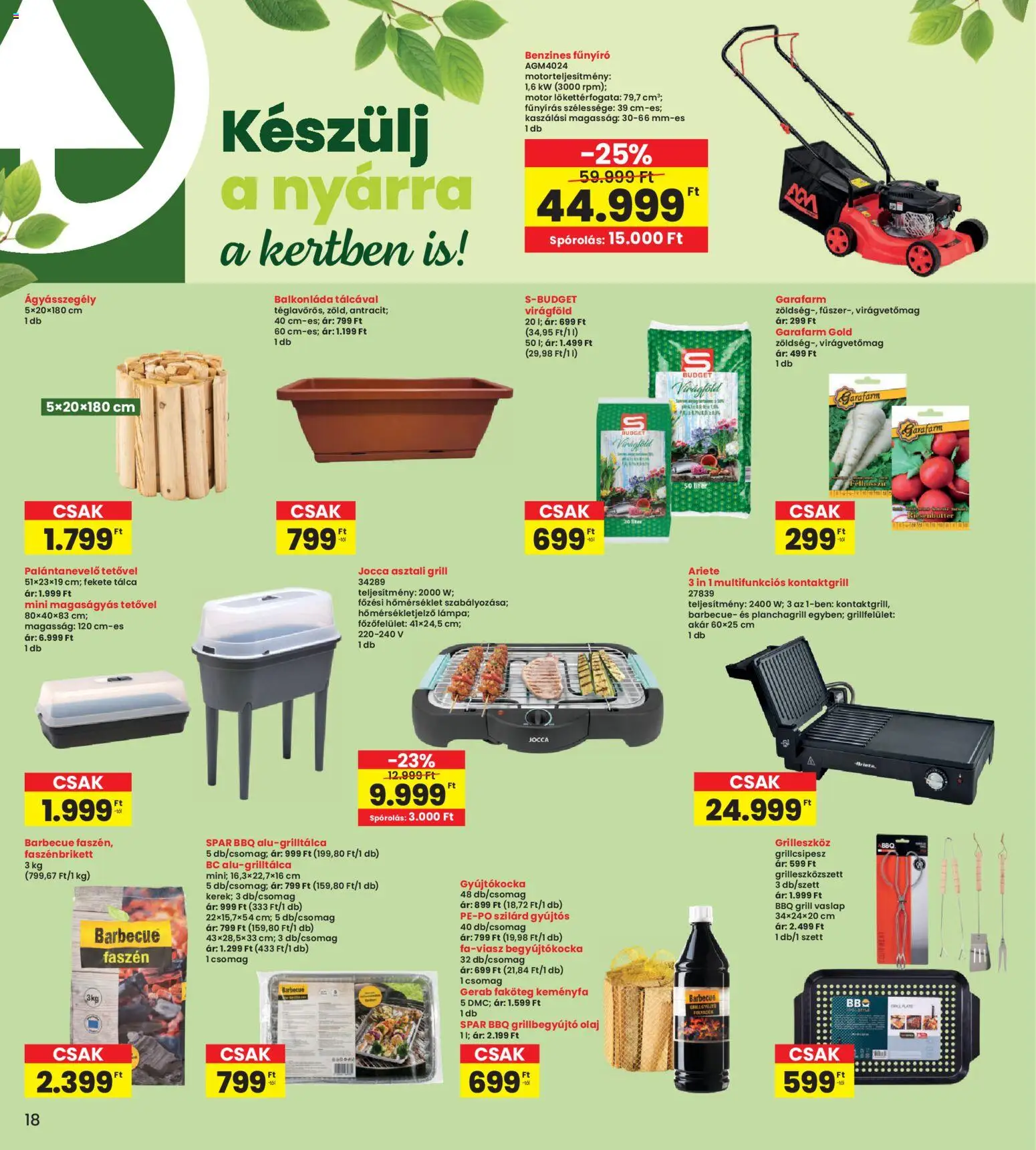 Interspar akciós ujság - amely érvényes a következő dátumtól: 26.03.2026 | Oldal: 18 | Termékek: Kontaktgrill, Ágyásszegély, Grill, Balkonláda