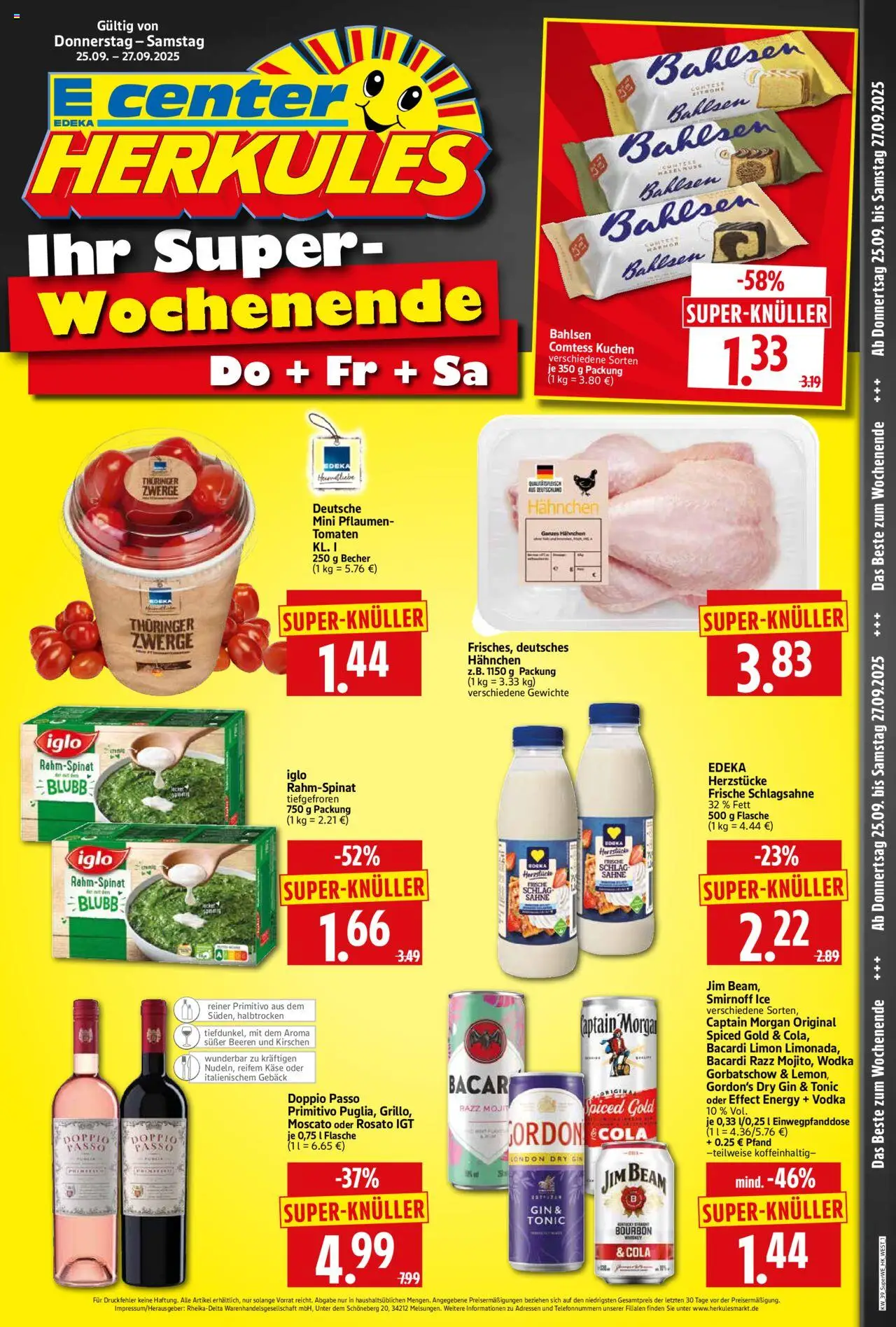 HERKULES Sonderbeilage – gültig ab 25.09.2025 | Seite: 1 | Produkte: Pflaumen, Käse, Kirschen, Sahne