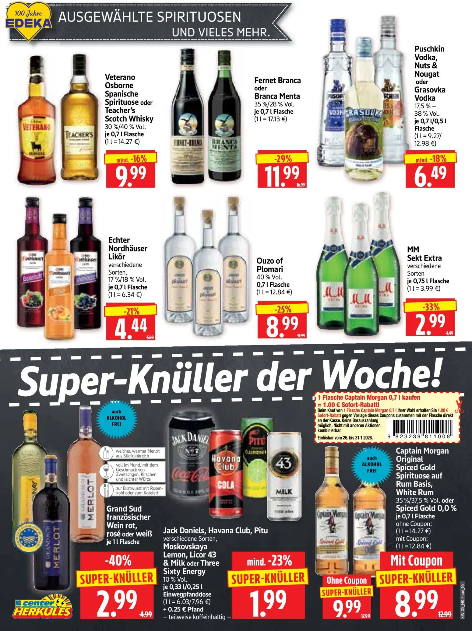 HERKULES Prospekt 	 – gültig ab 26.01.2026 | Seite: 16 | Produkte: Ouzo, Merlot, Grand sud, Fernet branca