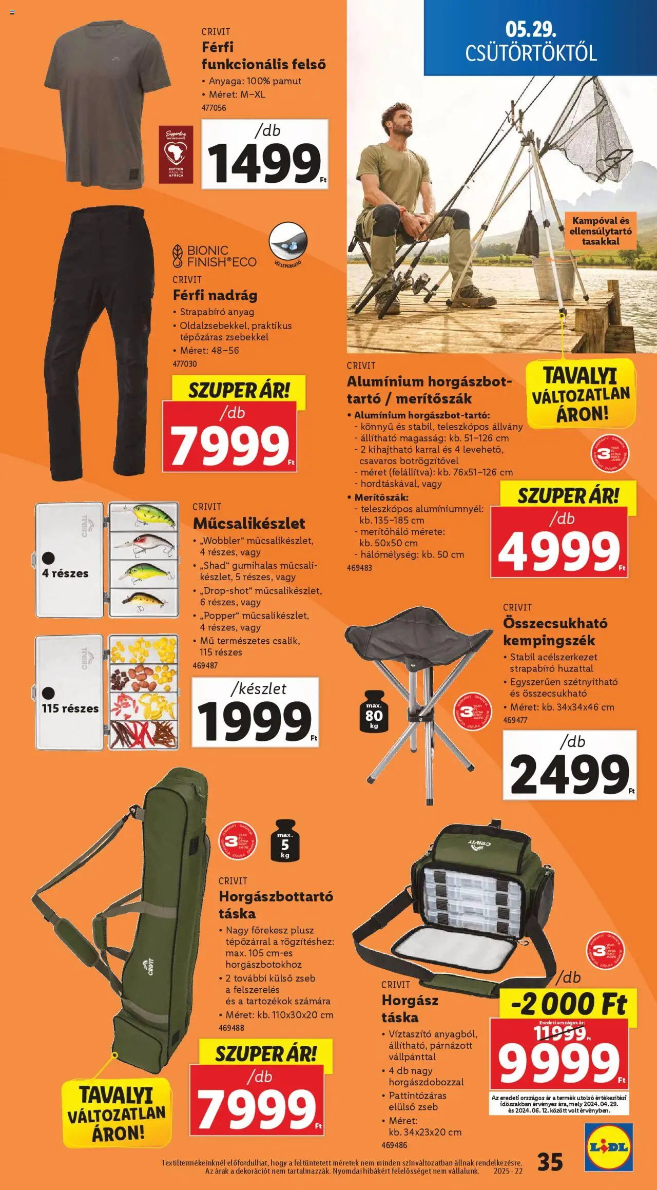 Lidl akciós ujság - amely érvényes a következő dátumtól: 29.05.2025 | Oldal: 35 | Termékek: Táska, Horgászbot, Nadrág