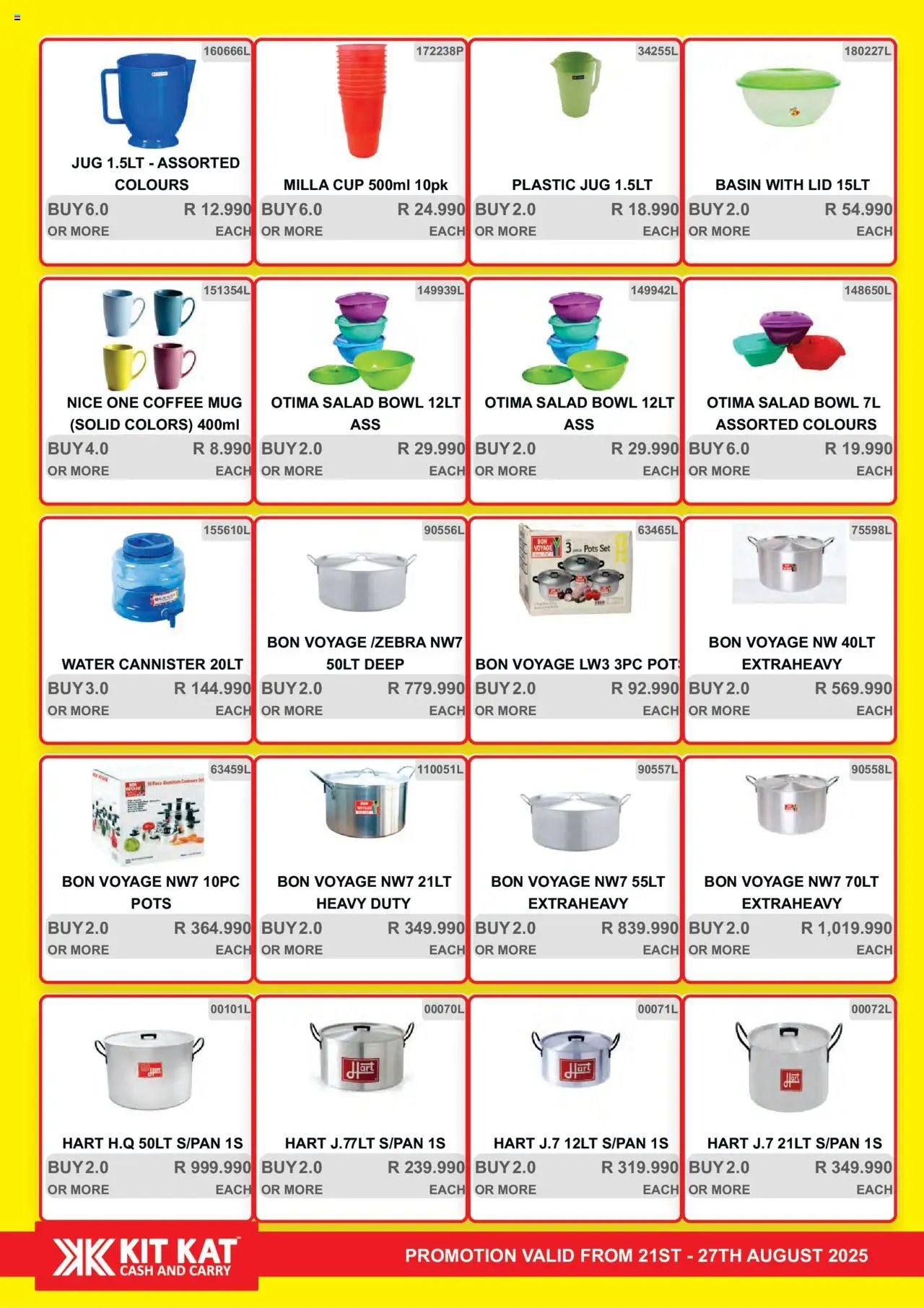 KIT KAT Cash & Carry Weekly Traders Special │ valid from 21.08.2025 | Page: 34 | Products: Pots, Basin, Salad, Water