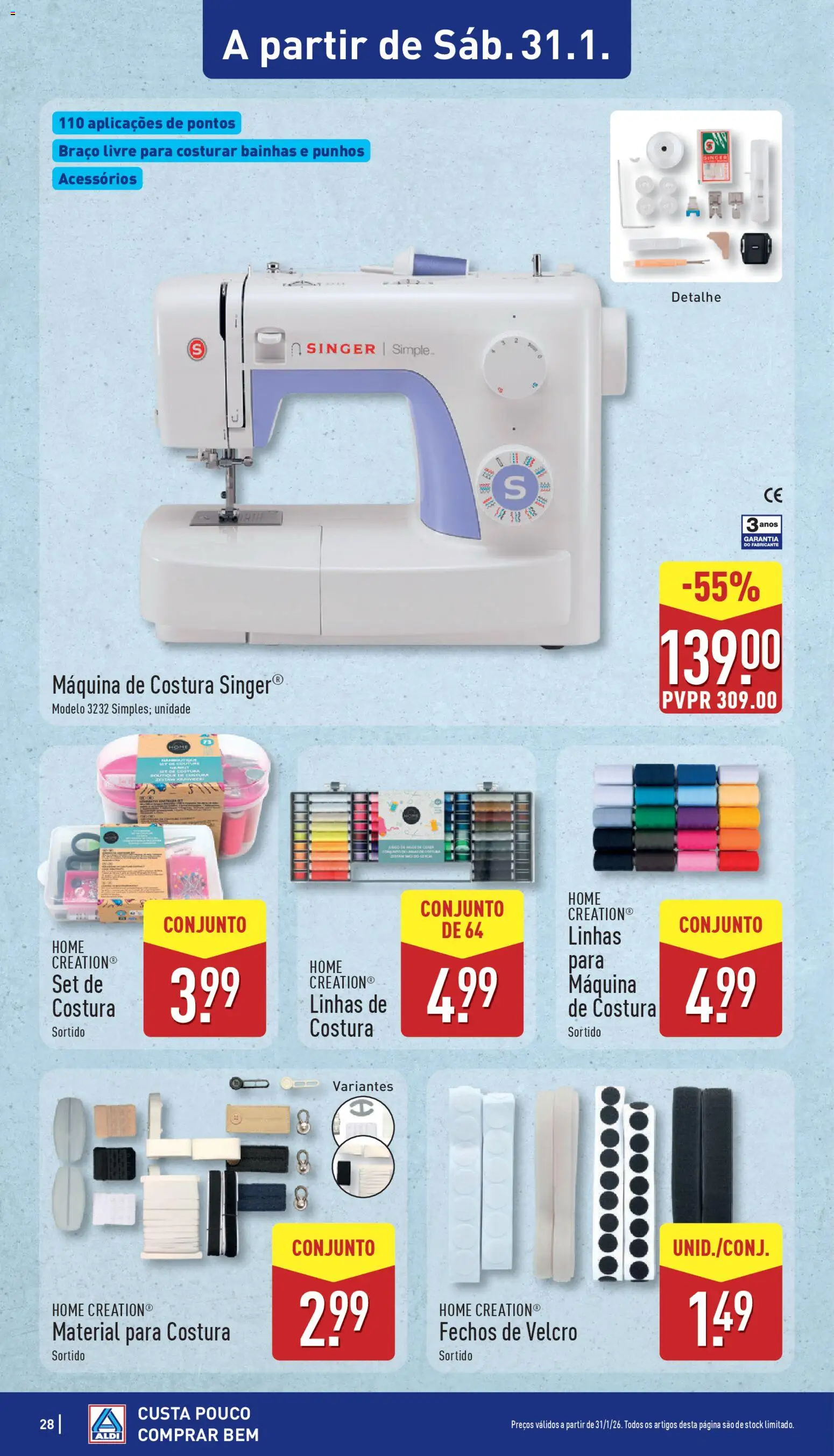 Aldi folheto │ válido de 26.01.2026 | Página: 28 | Produtos: Máquina costura, Máquina de costura