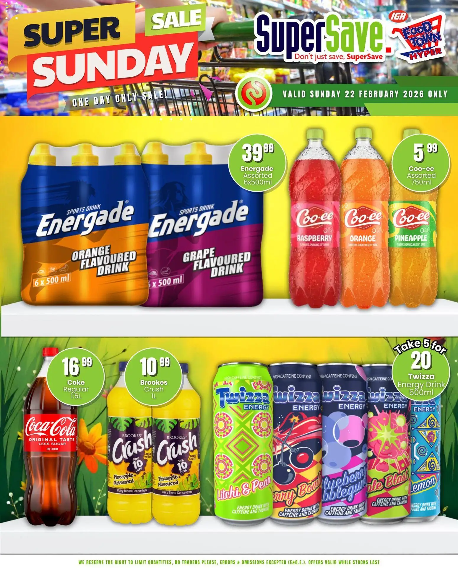New Super Save catalogue – valid from 22.02.2026 | Page: 5 | Products: Coke, Pineapple, Dairy blend, Sugar