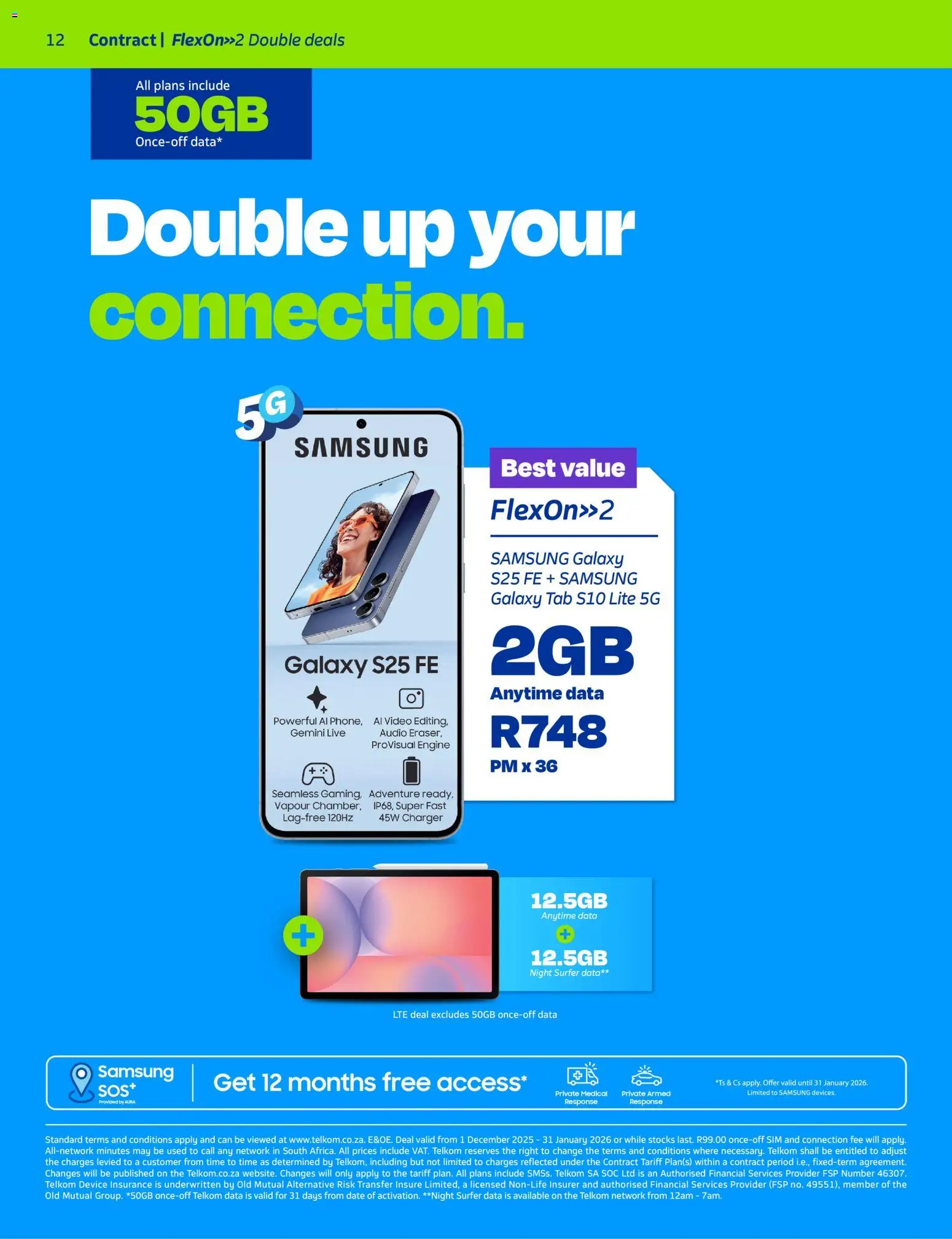 New Telkom catalogue – valid from 01.12.2025 | Page: 12 | Products: Data, Sim, Audio, Charger