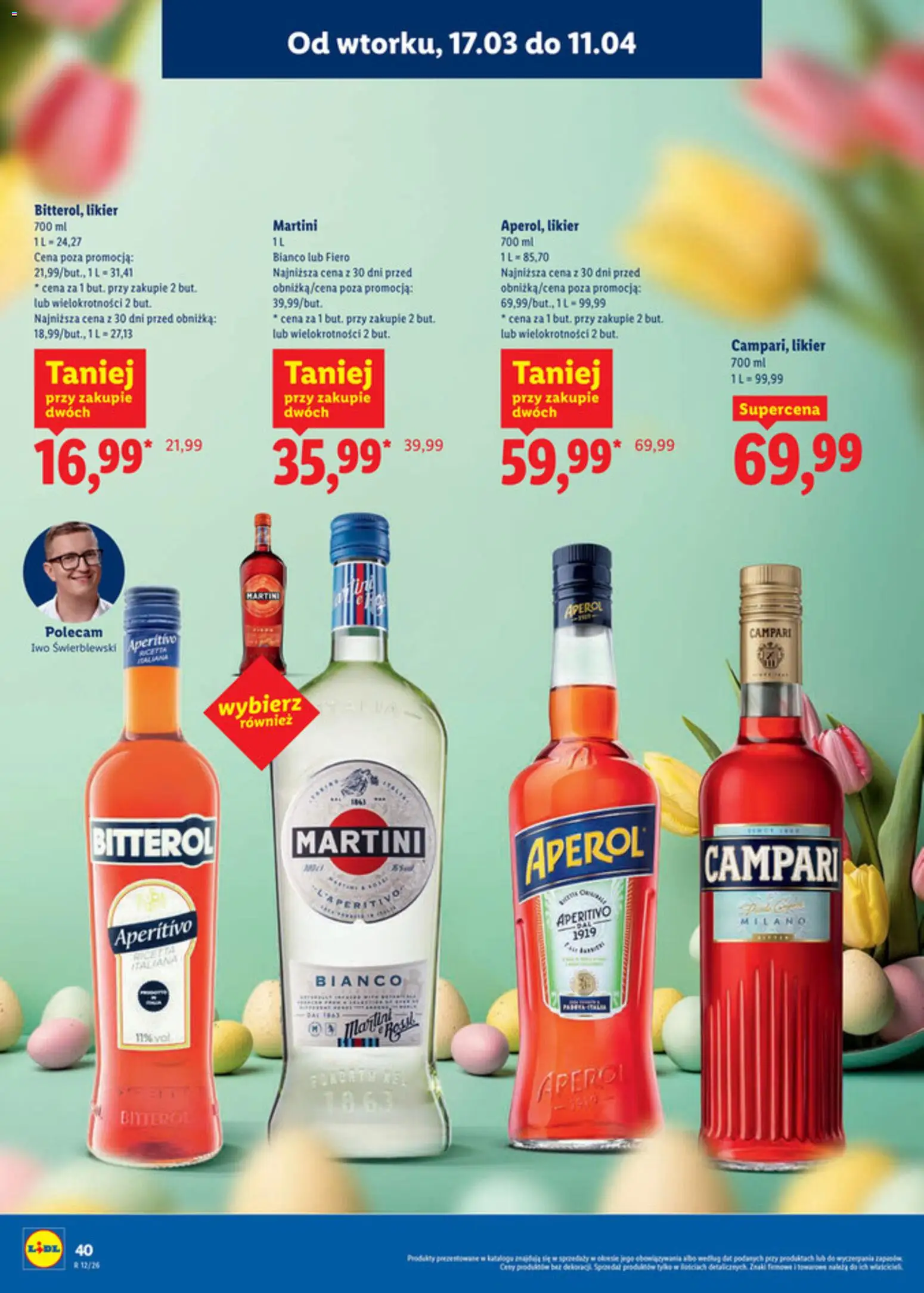 Lidl Katalog alkoholi mocnych i win od 17.03.2026 | Strona: 41 | Produkty: Martini, Campari, Bitterol, Aperol