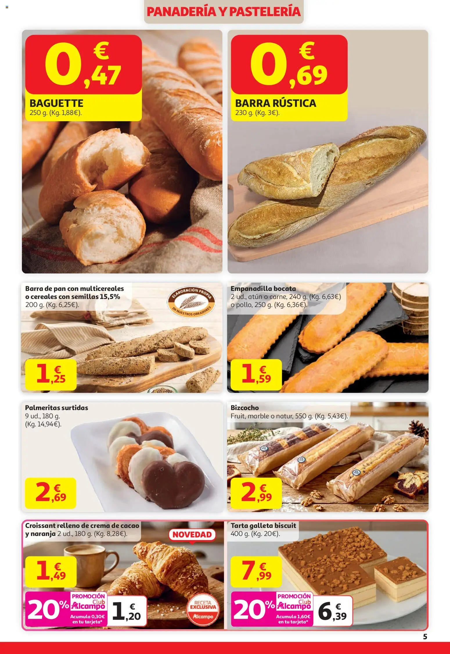 Alcampo - HG Nacional │ válido desde el 15.01.2026 | Página: 5 | Productos: Pan, Croissant, Cereales, Bizcocho