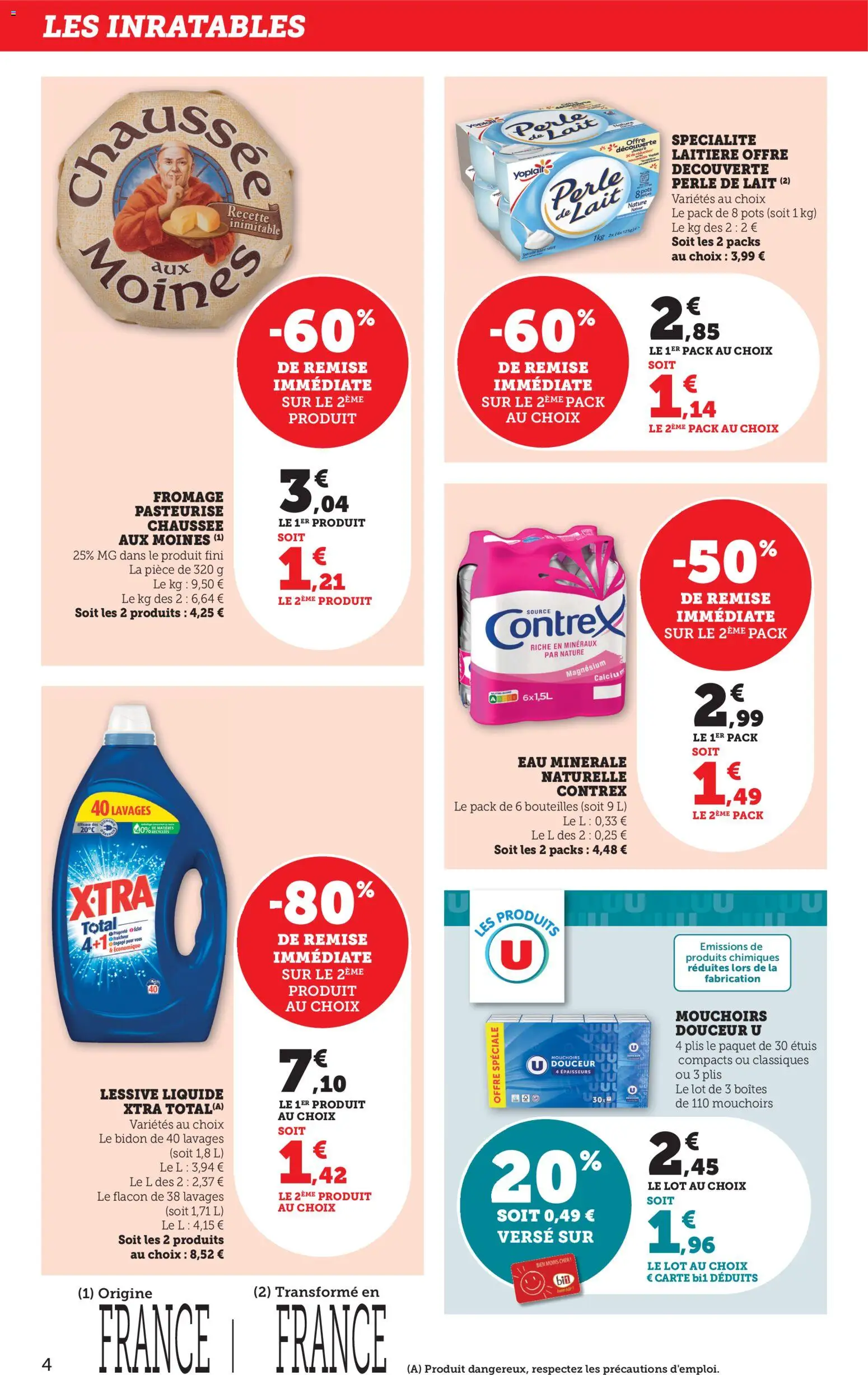 {H1} | Page: 4 | Produits: Eau minérale, Lessive Liquide, Lait, Fromage