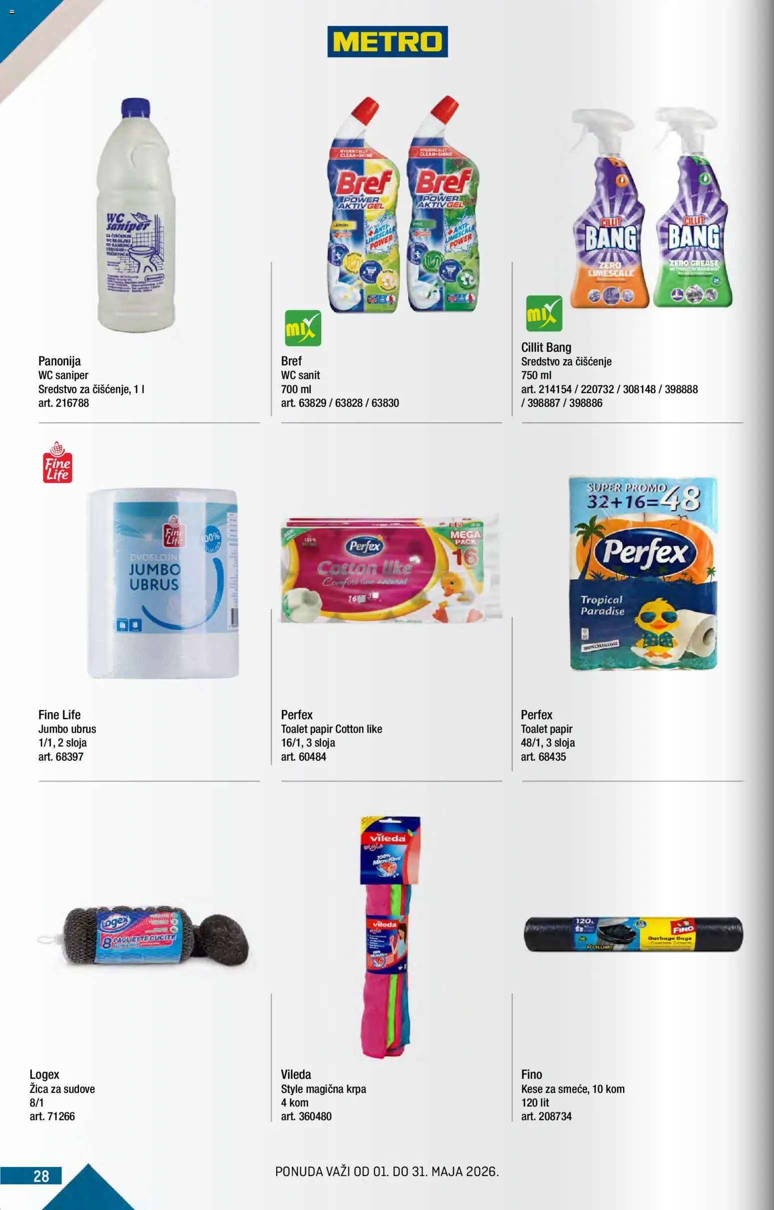 Metro katalog - važi od 01.05.2026 | Strana: 28 | Proizvode: Bref, Toalet papir, Ubrus, Vileda