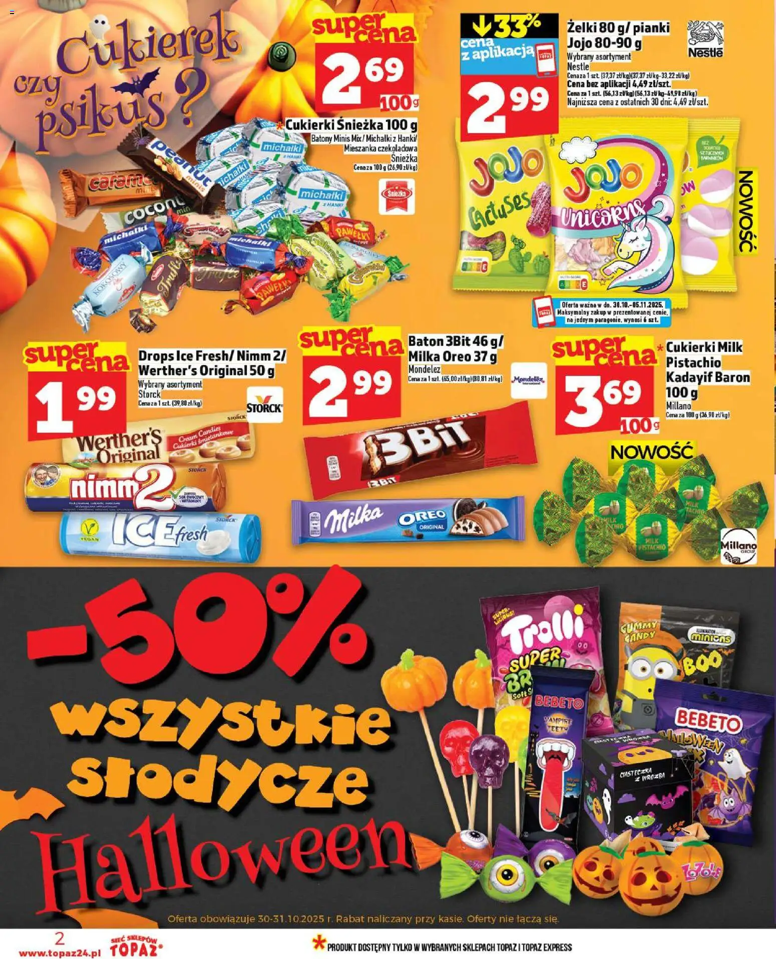Topaz Gazetka MAZ od 30.10.2025 | Strona: 2 | Produkty: Słodycze, Czekoladowa, Żelki, Cukierki