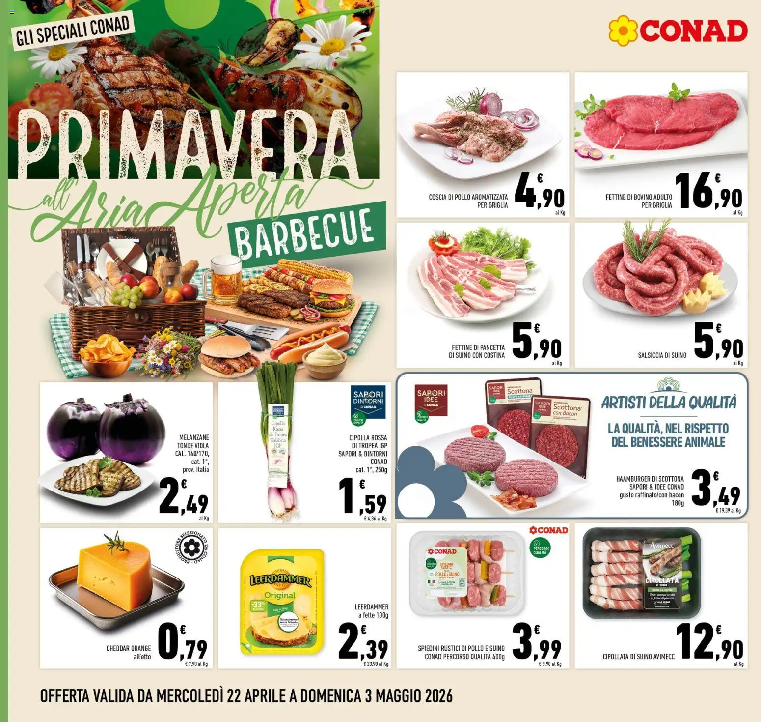 Volantino Conad del 22.04.2026 | Pagina: 10 | Prodotti: Barbecue, Melanzane, Rustici, Spiedini