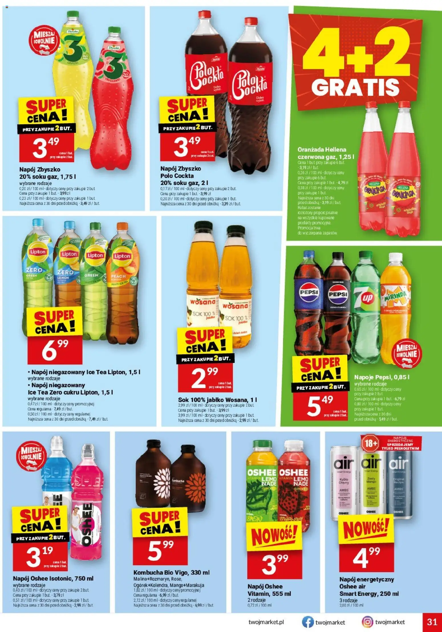 Twój Market gazetka od 04.03.2026 | Strona: 31 | Produkty: Mango, Ice Tea, Napoje, Oranżada hellena