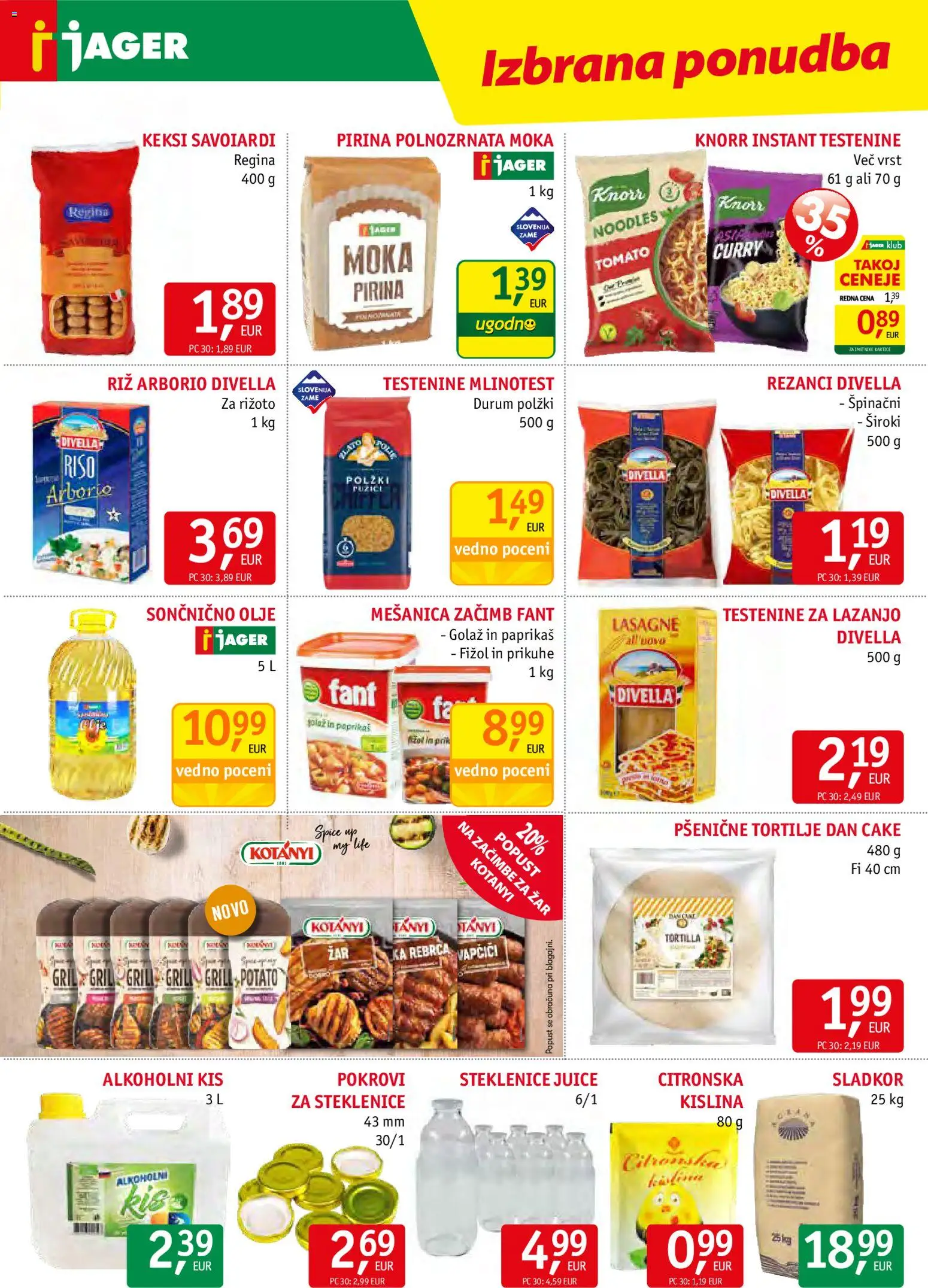 Novi Jager katalog ponudbe – veljaven od 22.04.2026 | Stran: 7 | Izdelki: Moka, Kis, Olje, Riz