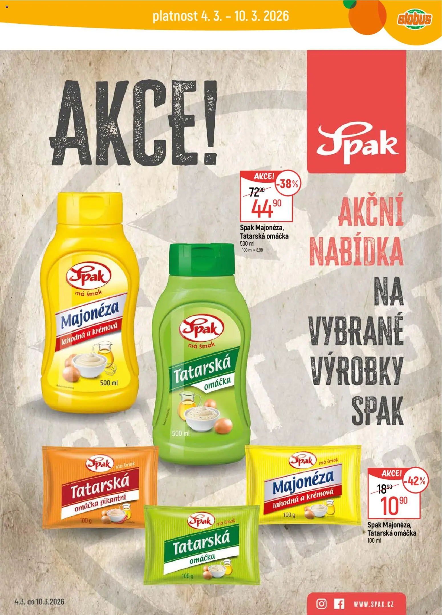 Globus leták od 04.03.2026 | Strana: 16 | Produkty: Globus, Majonéza, Tatarská omáčka