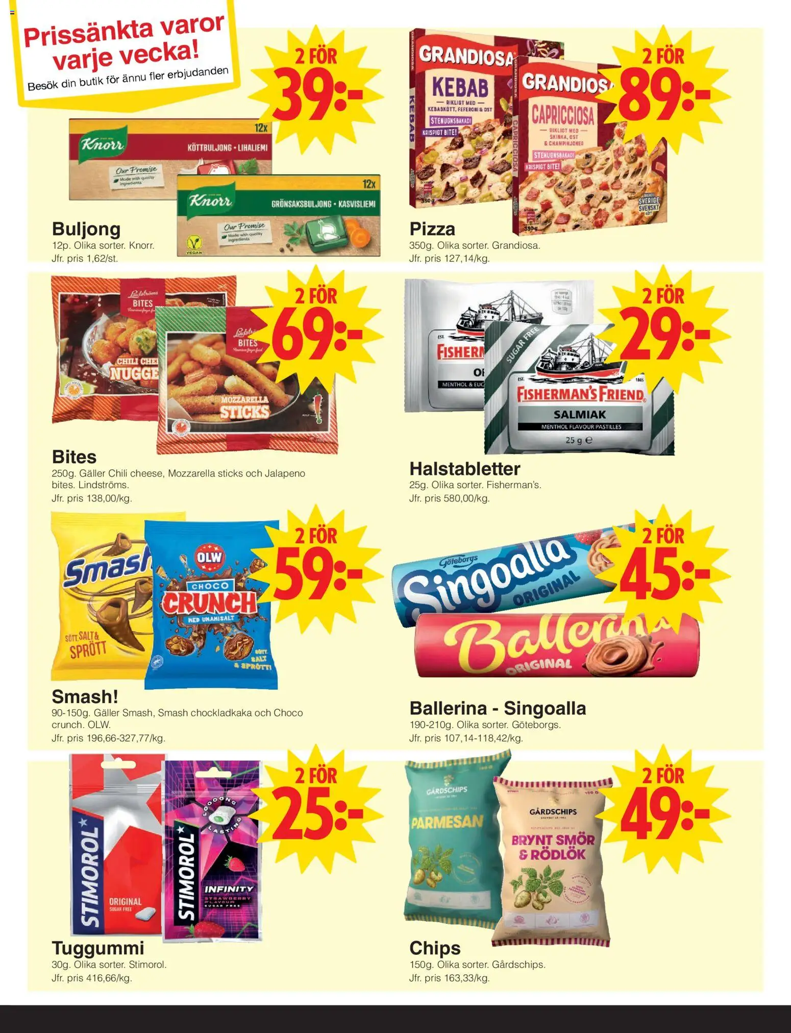 Matöppet reklamblad aktuell från 24.11.2025 | Sida: 3 | Produkter: Halstabletter, Grönsaksbuljong, Smör, Tuggummi
