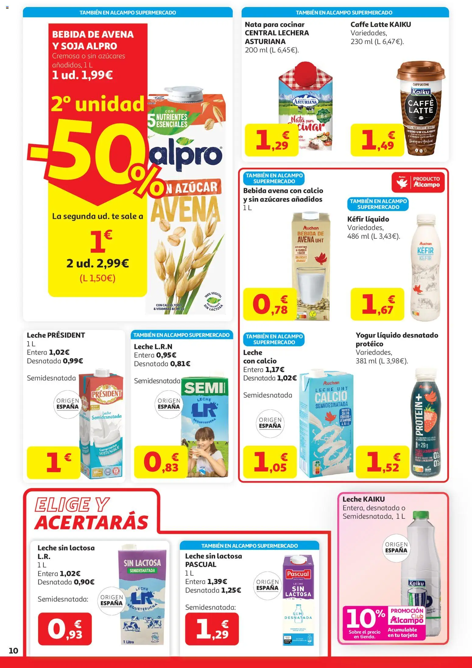 Alcampo HP Unico │ válido desde el 21.04.2026 | Página: 10 | Productos: Πιατοθήκη, Leche, Yogur, Café