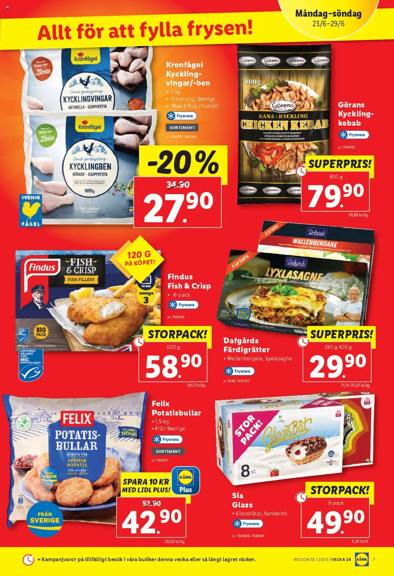 Lidl reklamblad aktuell från 23.06.2025 | Sida: 7 | Produkter: Sandwich, Potatisbullar, Potatis, Glass