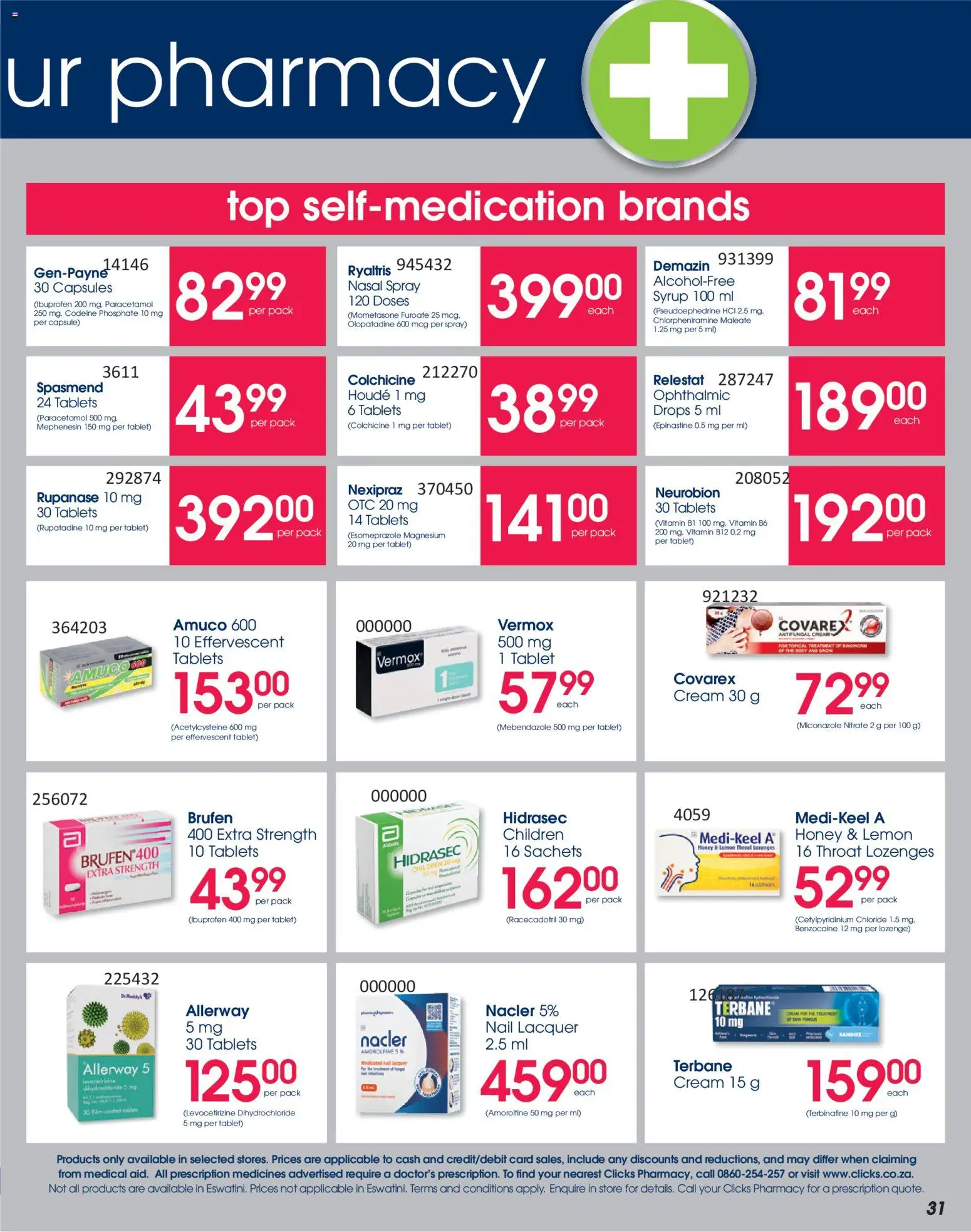 New Clicks catalogue – valid from 23.10.2025 | Page: 31 | Products: Tablet, Lozenges, Syrup, Nasal spray
