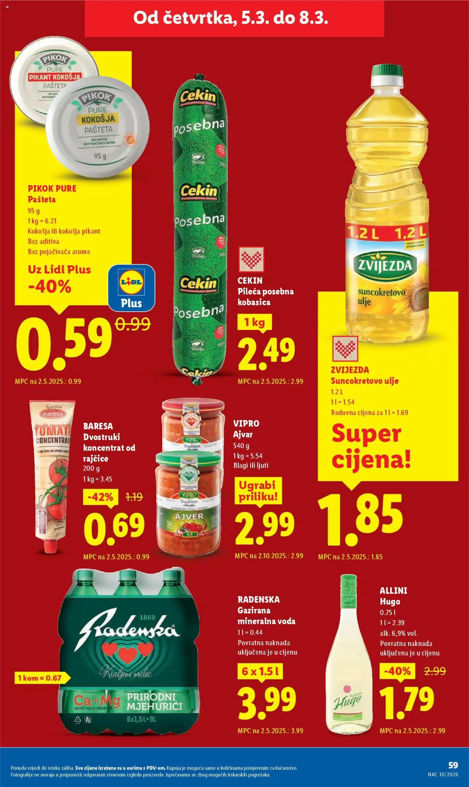 Lidl katalog | vrijedi od 02.03.2026 | Stranica: 59 | Proizvodi: Ulje, Ajvar, Pašteta, Kobasica