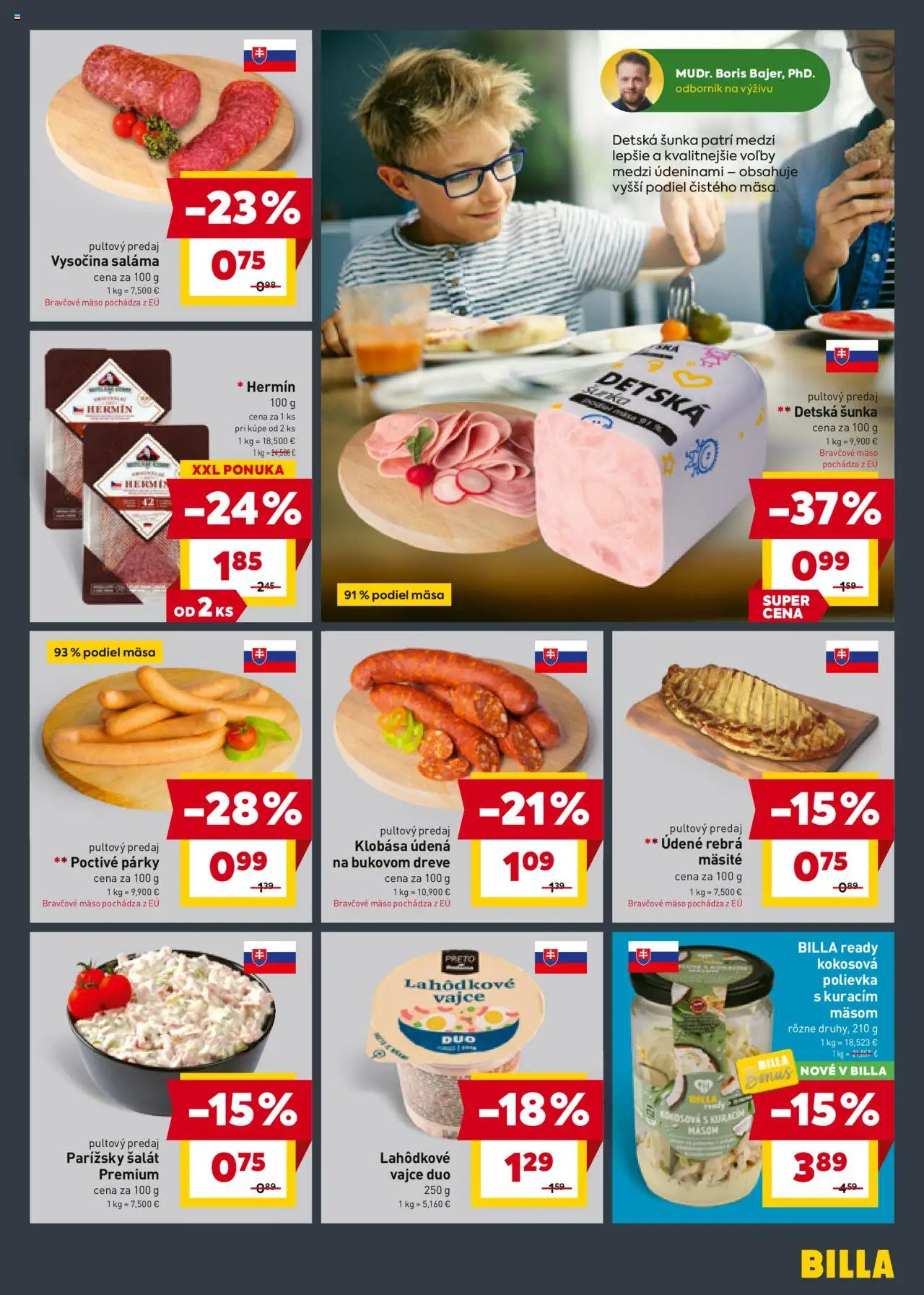 Billa leták │ platný od 09.07.2025 | Strana: 9 | Produkty: Saláma, Klobása, Bravčové mäso, Šalát