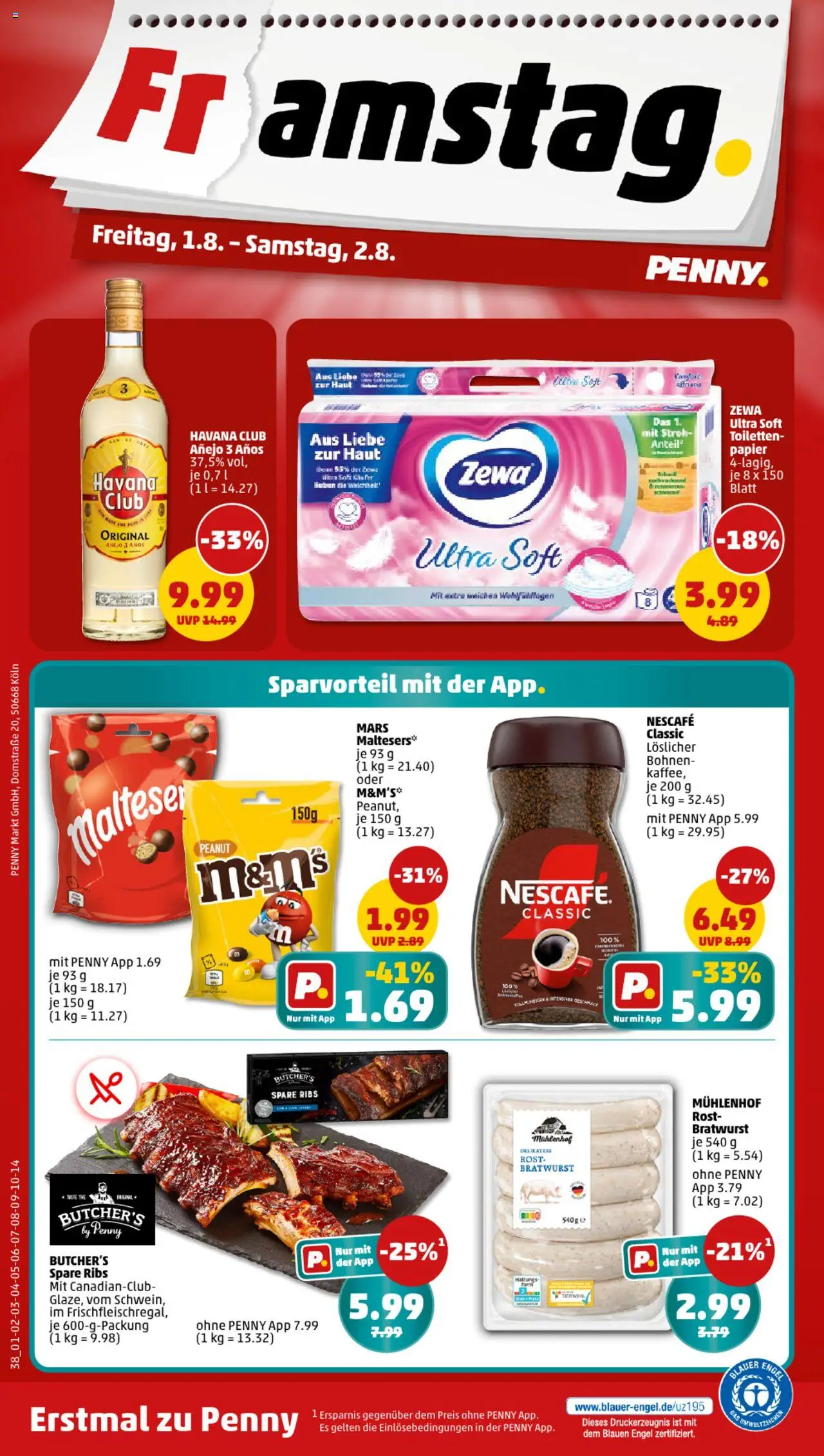 Penny Prospekt 	 - gültig ab dem 28.07.2025 | Seite: 38 | Produkte: Havana club, Nescafe, Spare ribs, Mars