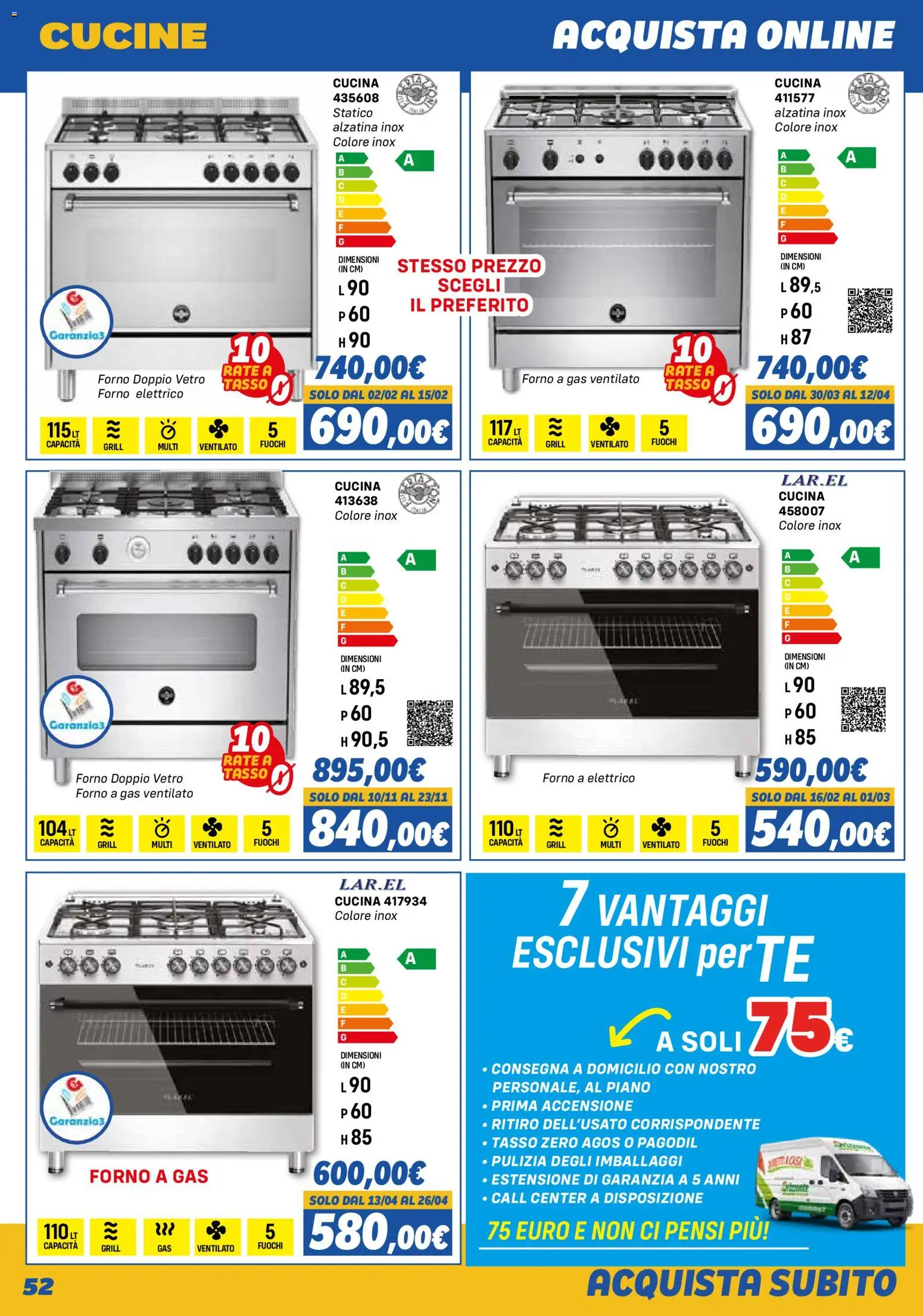Volantino Orizzonte Elettrodomestici catalogo del 01.11.2025 | Pagina: 52 | Prodotti: Cucine, Forno, Forno elettrico