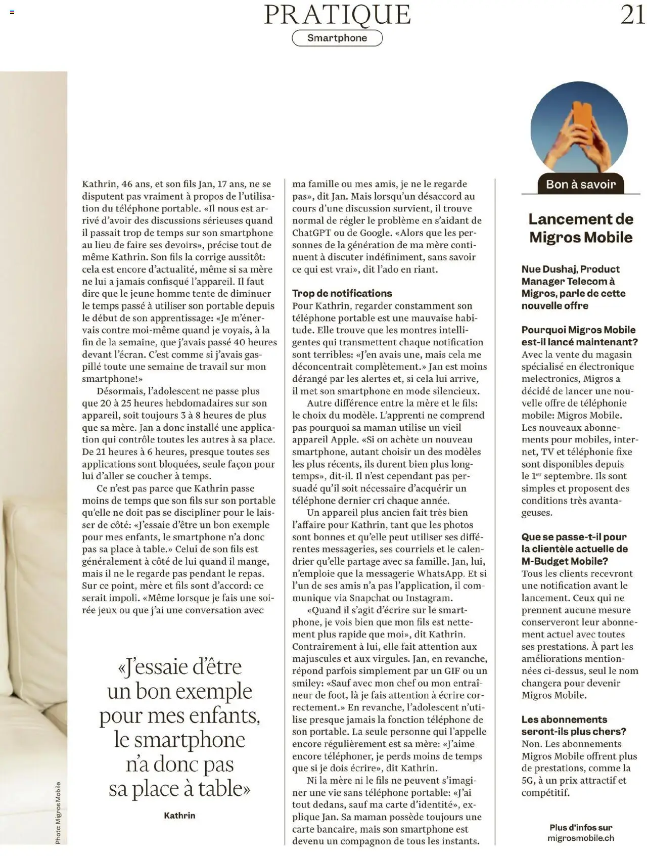 Migros Magazin FR – gültig ab 08.09.2025 | Seite: 21 | Produkte: Smartphone, TV