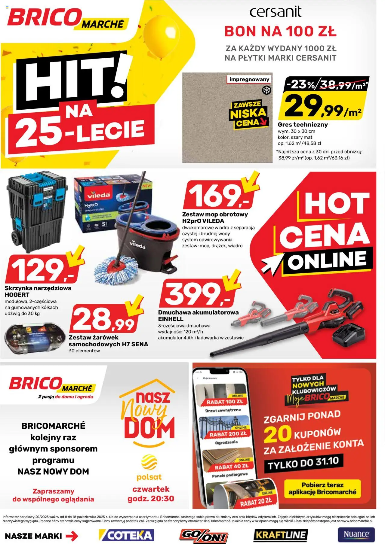 Brico Marché Gazetka od 08.10.2025 | Strona: 12 | Produkty: Ładowarka, Mop obrotowy, Vileda