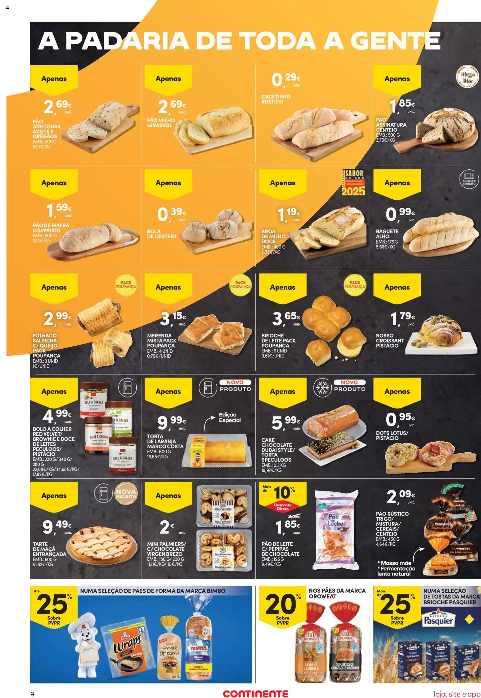 Continente Semanal Continente Bom Dia │ válido de 17.02.2026 | Página: 9 | Produtos: Azeite, Queijo, Pão, Chocolate