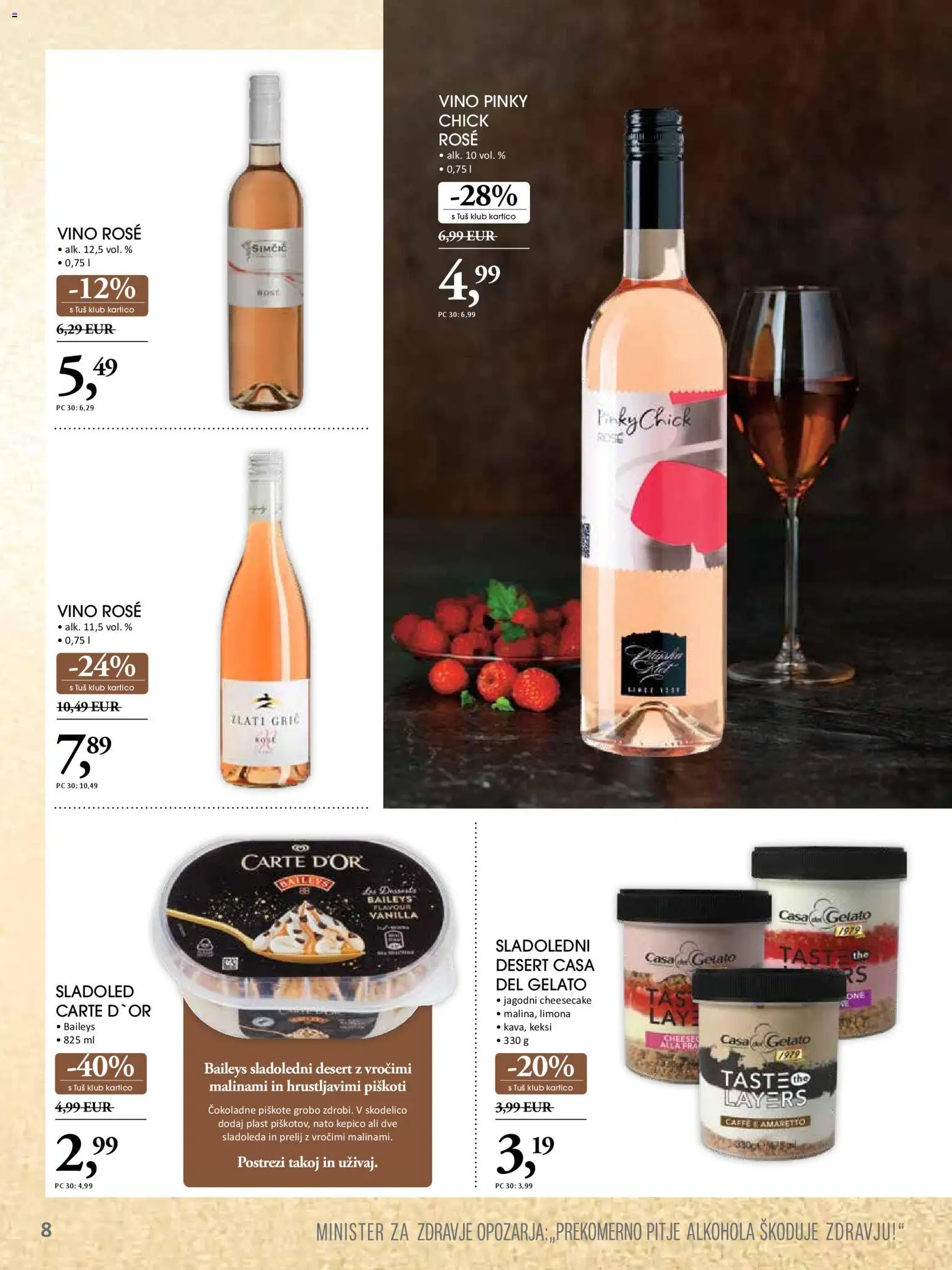 Novi Tuš katalog ponudbe – veljaven od 19.11.2025 | Stran: 8 | Izdelki: Keksi, Vino, Piskoti, Sladoled