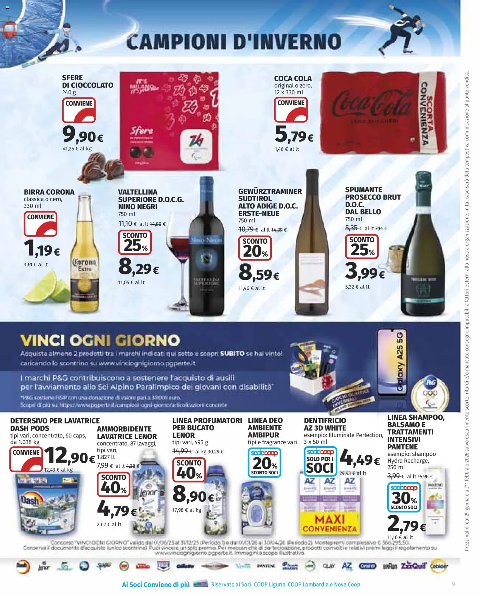 Volantino Ipercoop del 29.01.2026 | Pagina: 9 | Prodotti: Birra, Prosecco, Spumante, Coca Cola