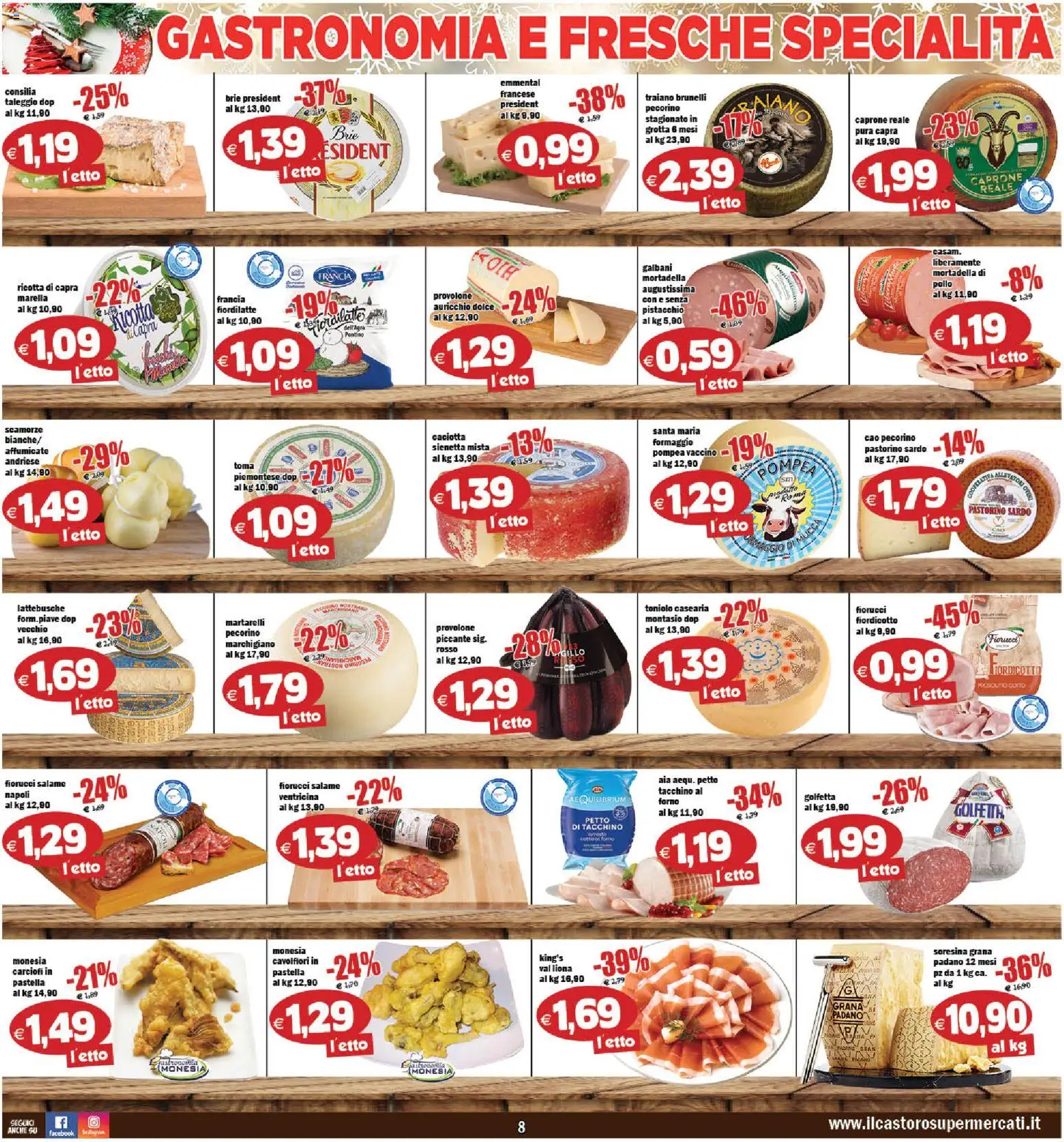 Volantino Il Castoro del 27.12.2025 | Pagina: 8 | Prodotti: Prosciutto Cotto, Formaggio, Letto, Emmental