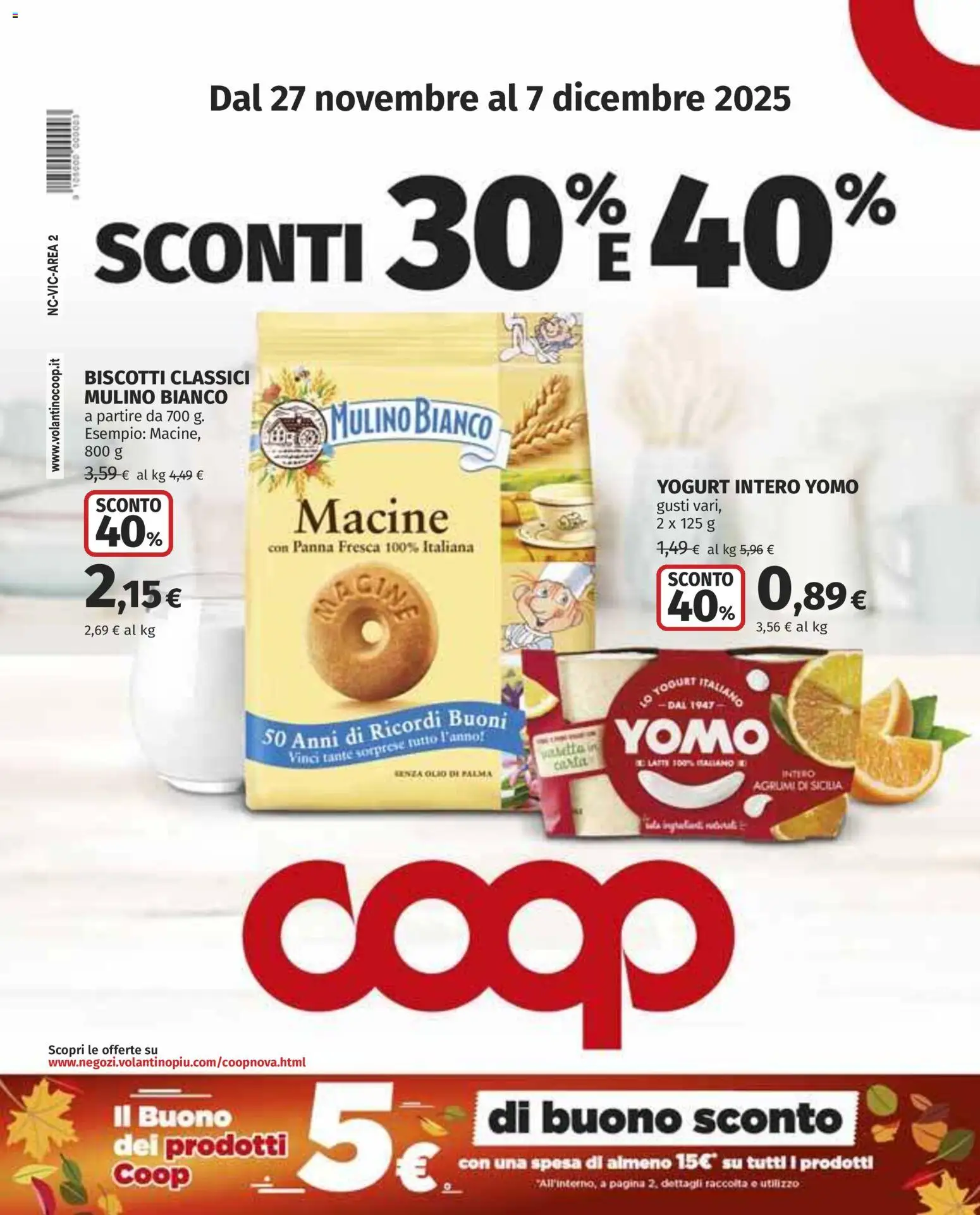 Volantino COOP del 27.11.2025 | Pagina: 1 | Prodotti: Panna, Biscotti, Olio, Agrumi