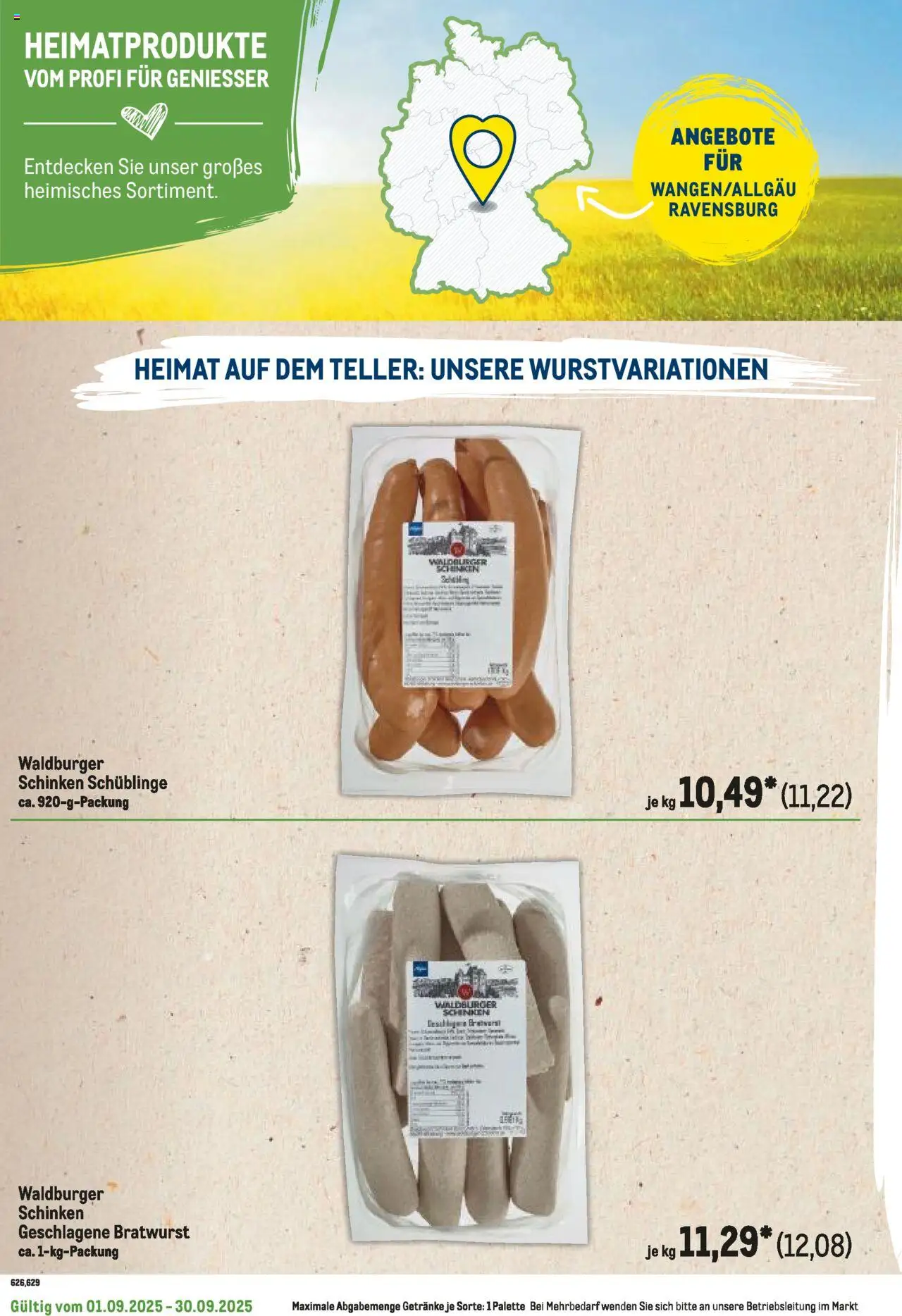 Metro Regionaler Flyer - gültig ab dem 01.09.2025 | Seite: 104 | Produkte: Bratwurst, Schinken