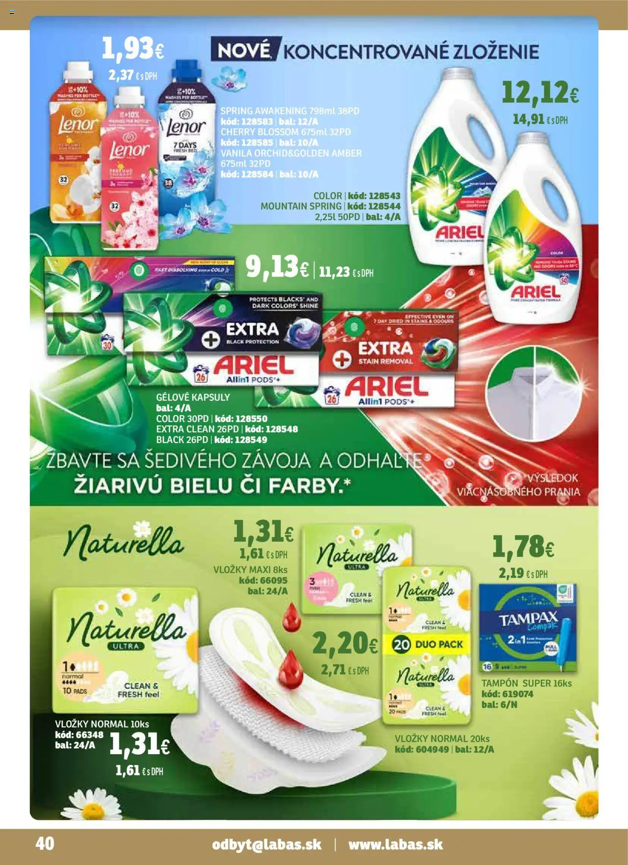 Labaš magazín │ platný od 22.08.2025 | Strana: 40 | Produkty: Ariel, Lenor