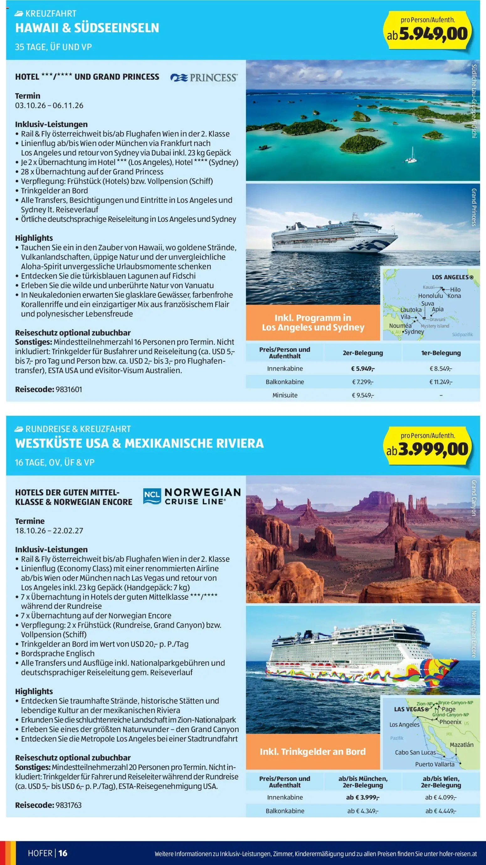 Hofer - Hofer Reisen Katalog gültig ab 29.04.2026 | Seite: 16